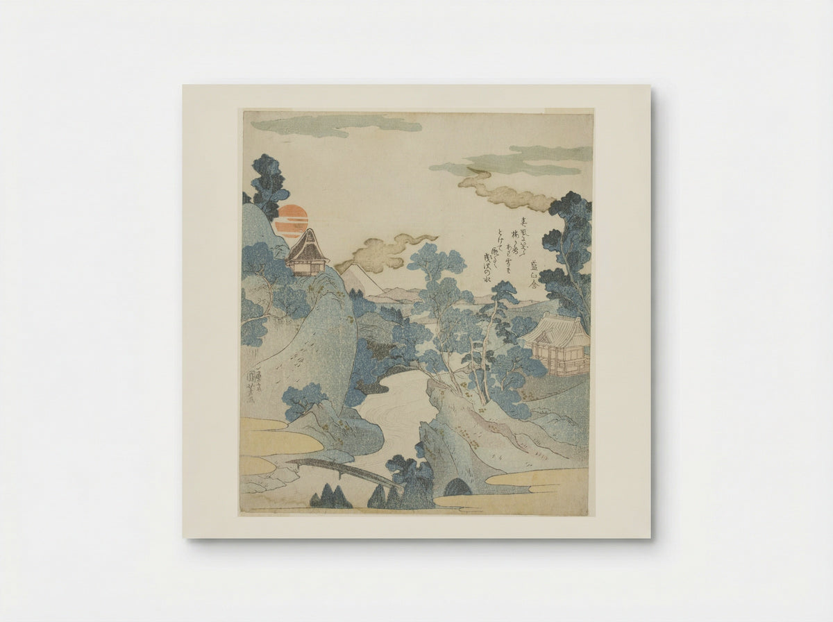 Distant View of Mount Fuji at Dawn from Hakone - Utagawa Kuniyoshi - Poster