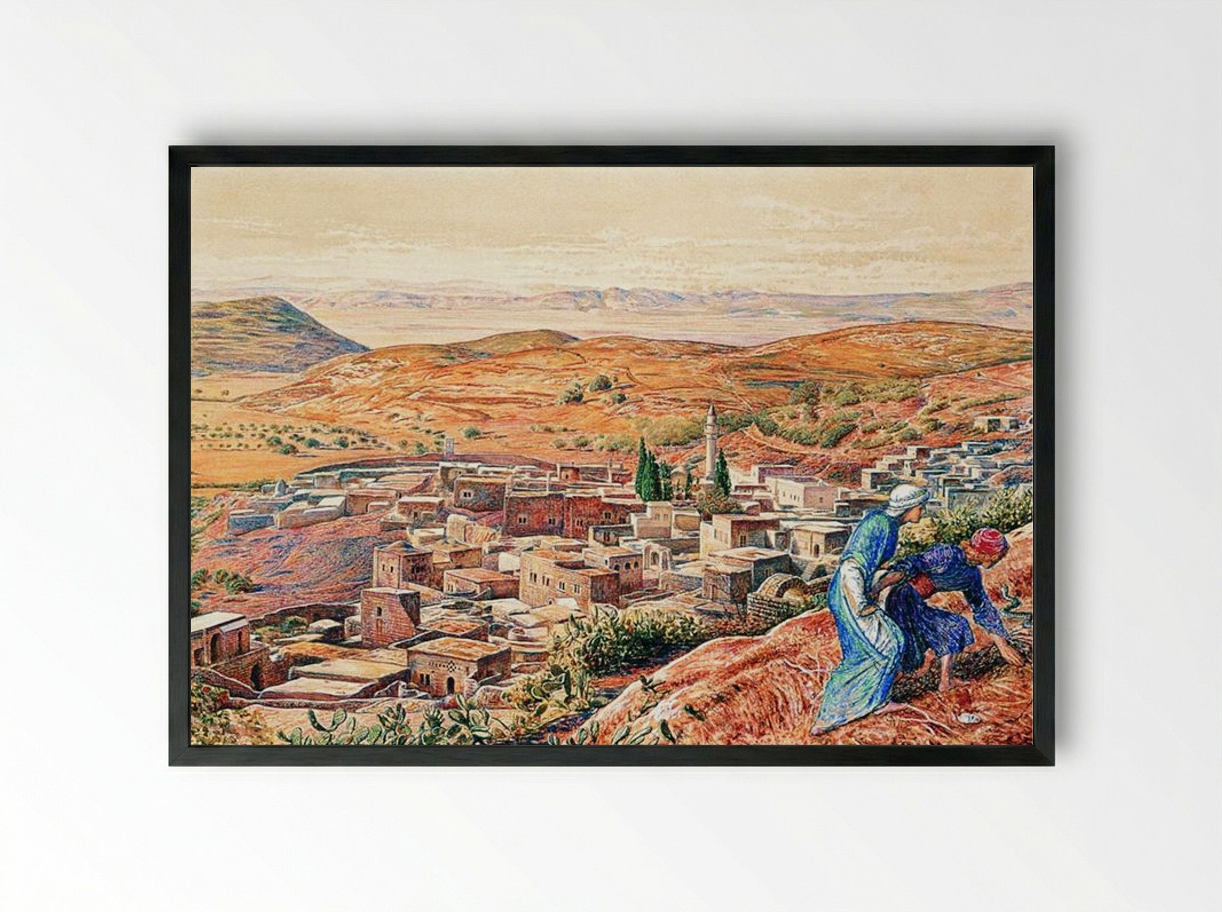 Distant View of Nazareth - William Holman Hunt - Framed Print Black