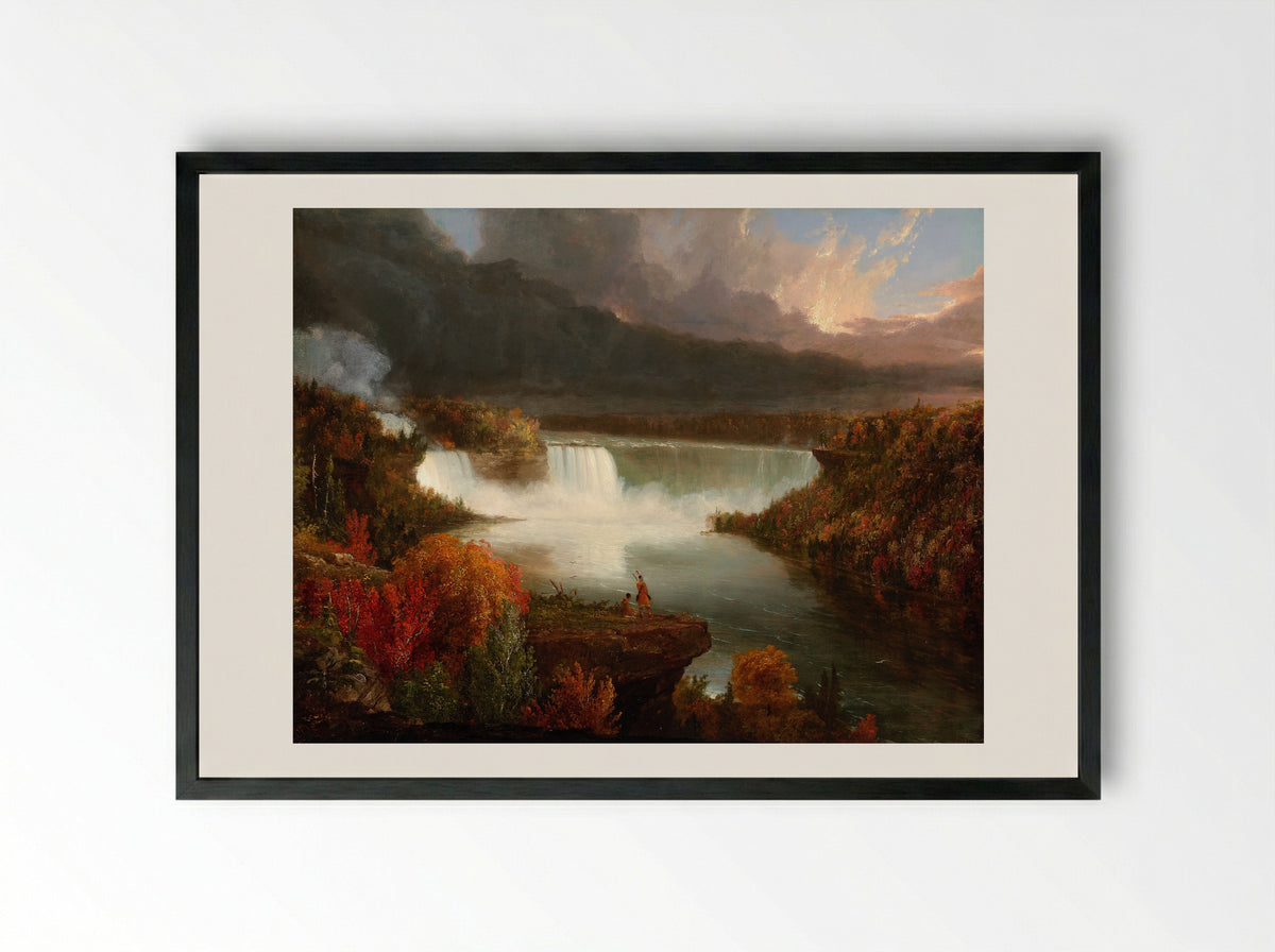Distant View of Niagara Falls - Thomas Cole - Framed Print Black