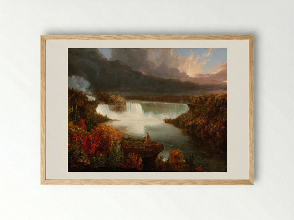 Distant View of Niagara Falls - Thomas Cole - Framed Print Wood