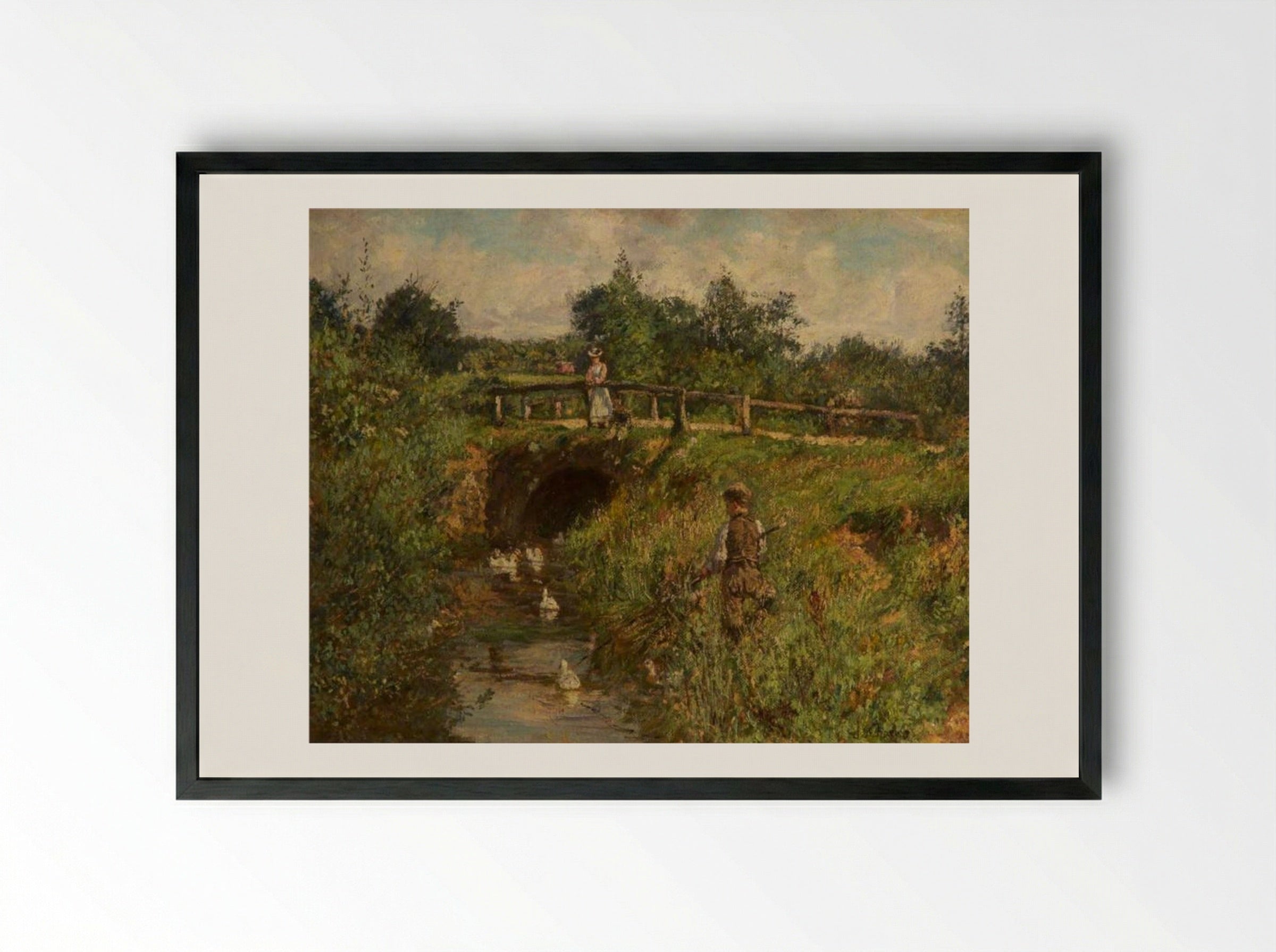 Disturbing the Fishers - James Charles - Framed Print Black