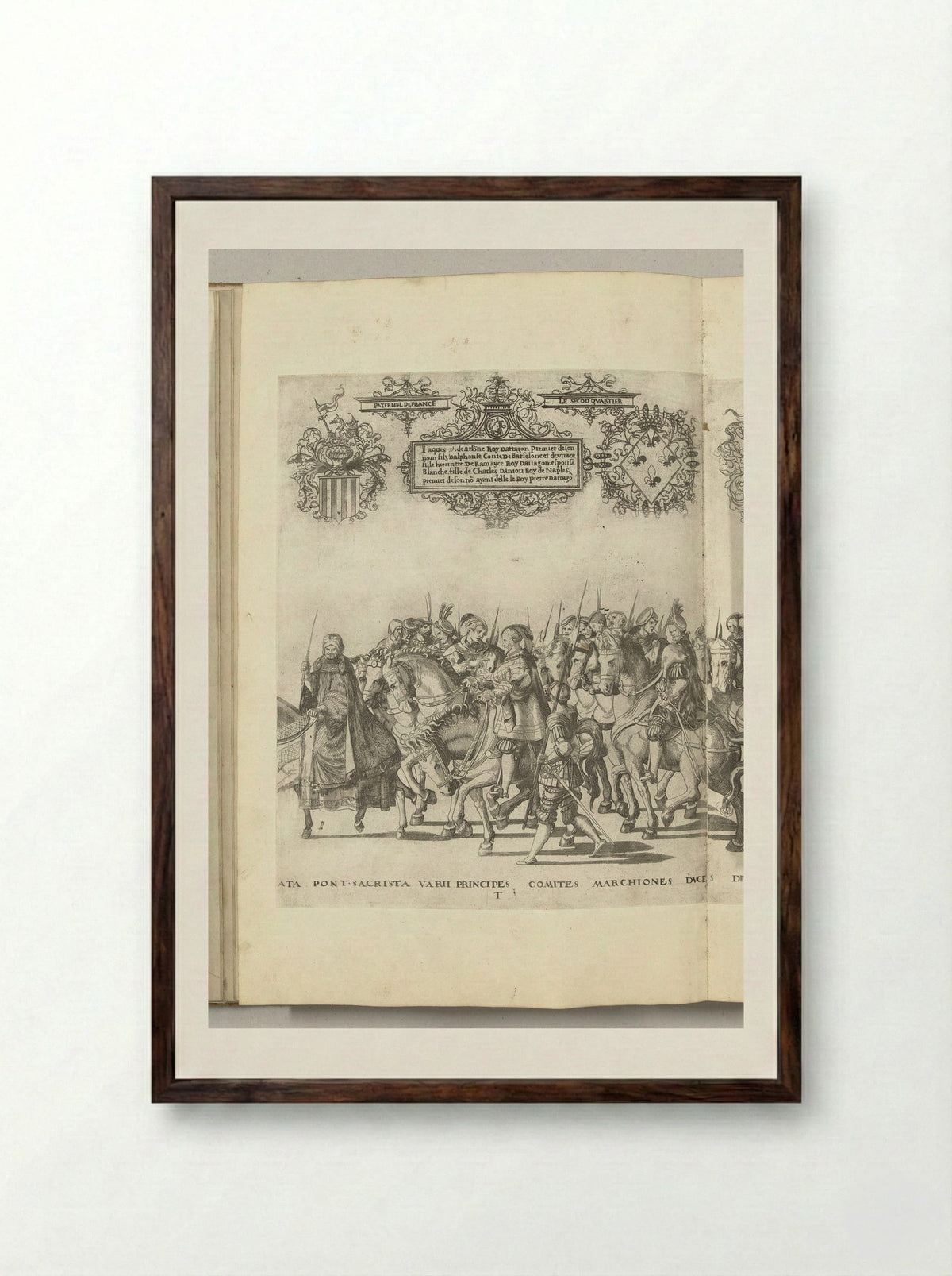 Diverse edelen, plaat T - Nicolaas Hogenberg - Framed Print Dark Wood