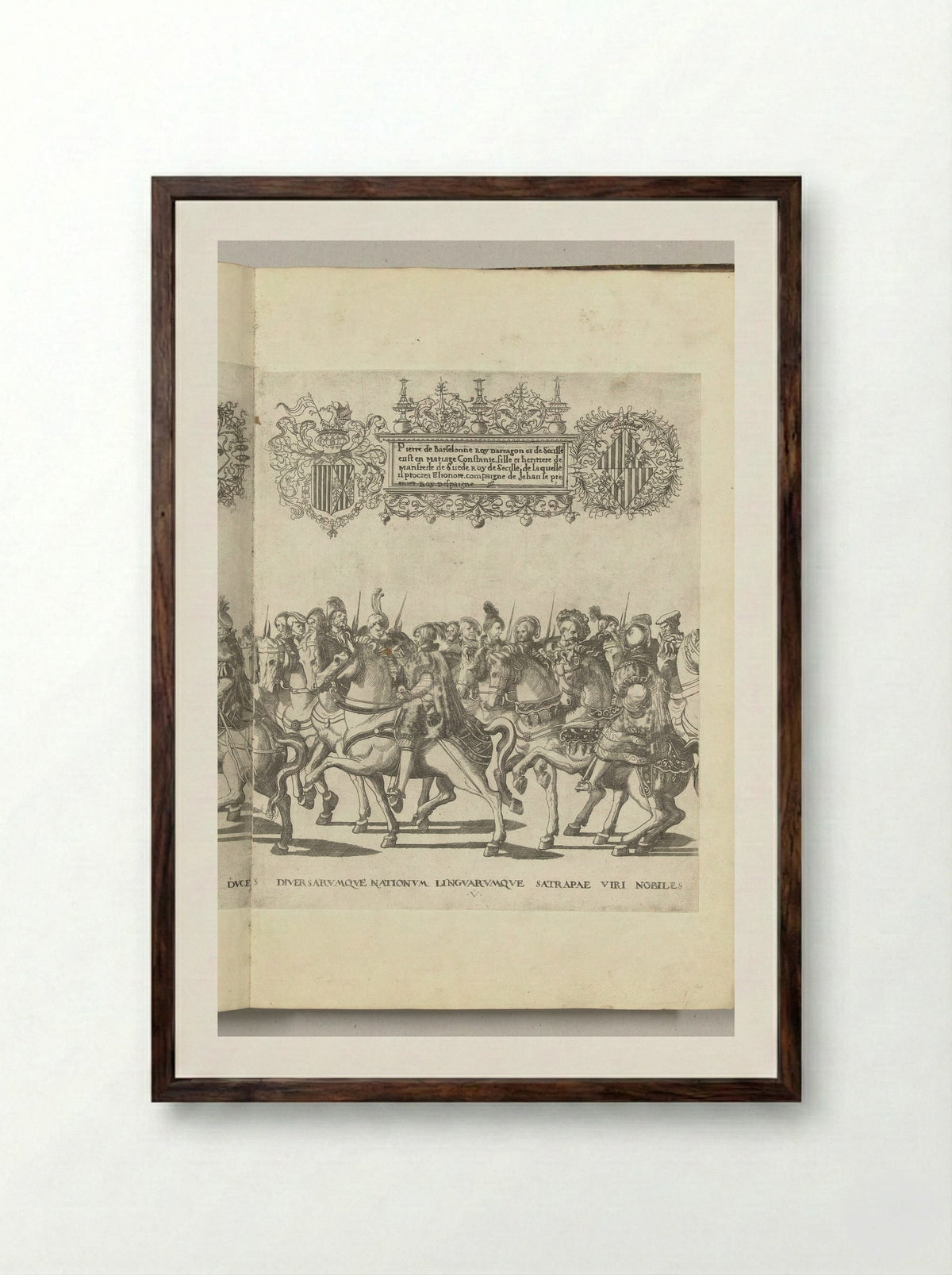 Diverse edelen, plaat U - Nicolaas Hogenberg - Framed Print Dark Wood