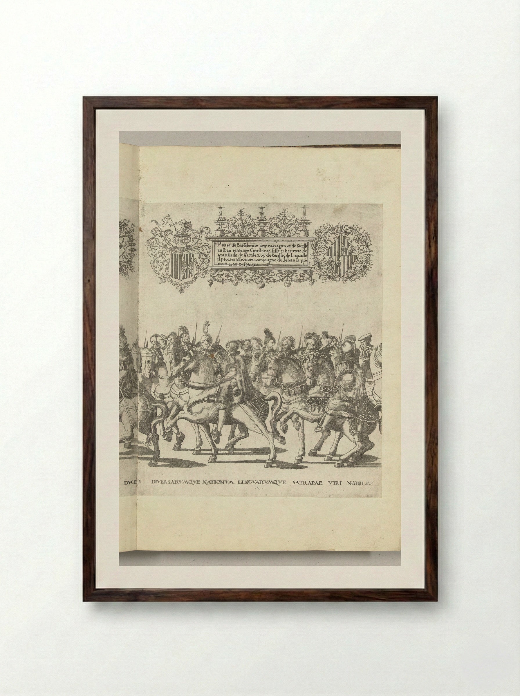 Diverse edelen, plaat U - Nicolaas Hogenberg - Framed Print Dark Wood