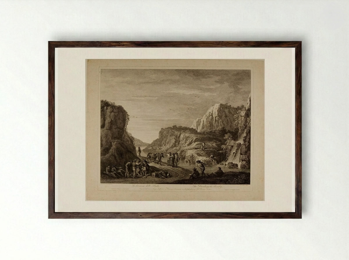 Dividing the Booty - François Vivares - Framed Print Dark Wood