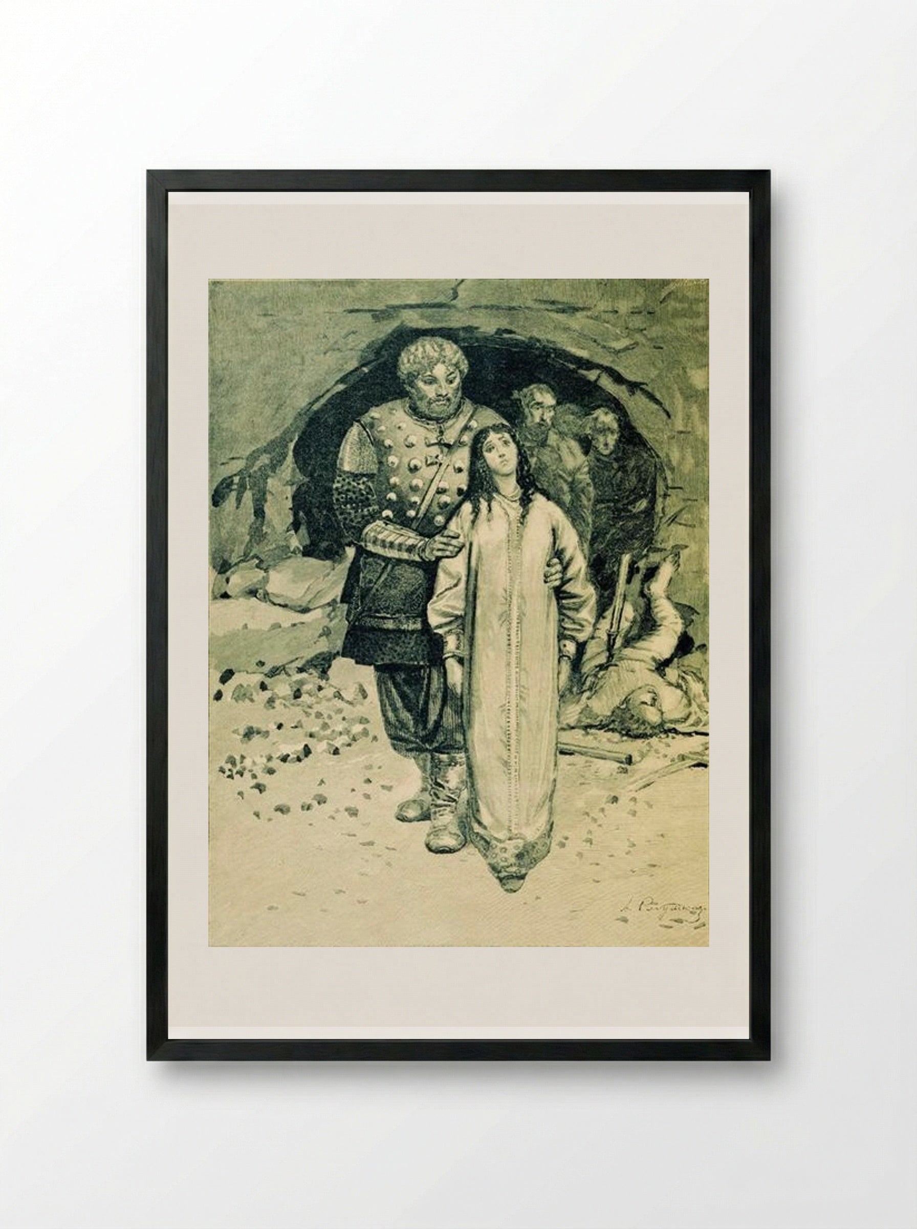Dobrynya Nikitich - Andrei Ryabushkin - Framed Print Black