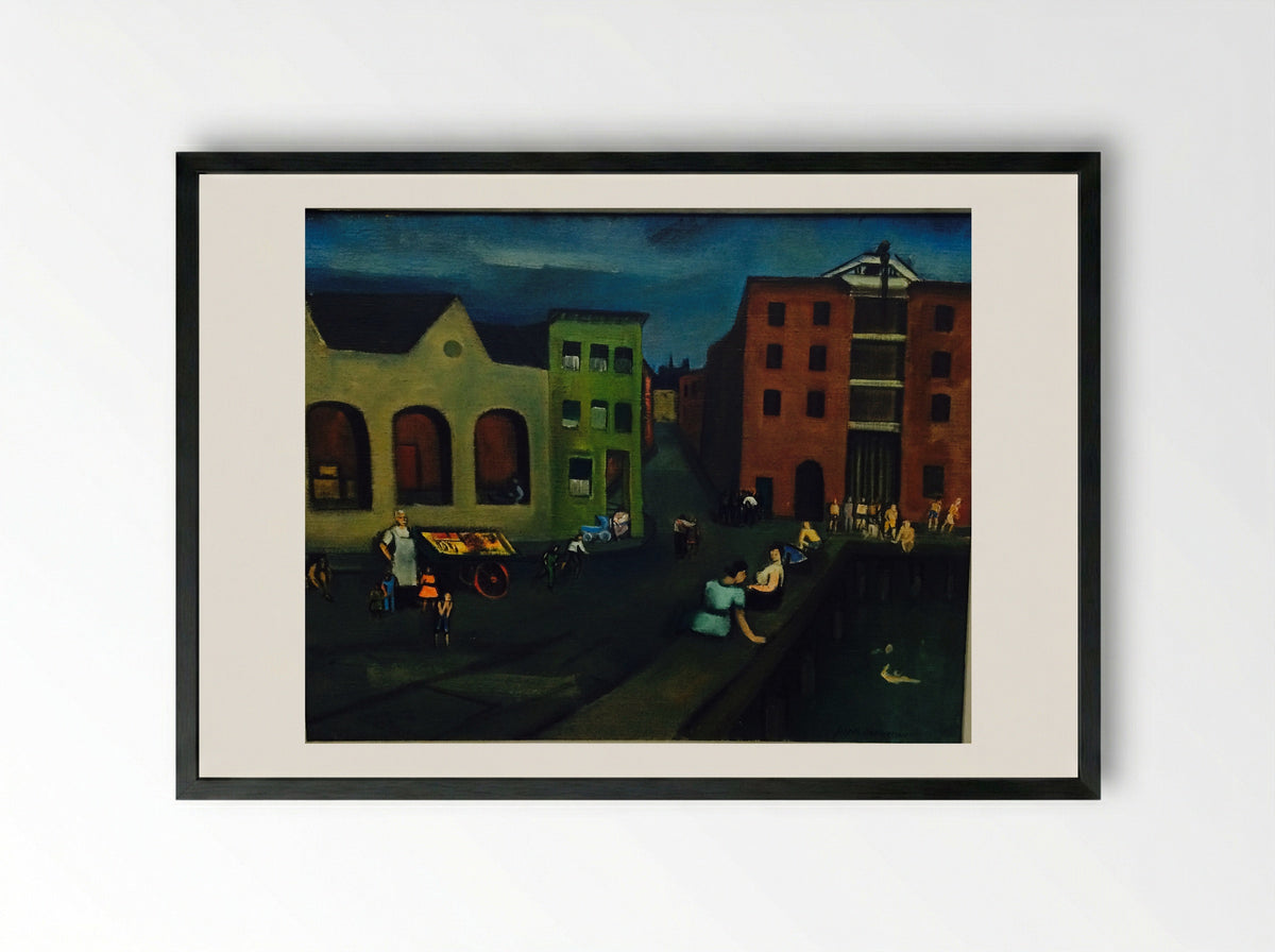 Docks on Sunday - Joseph De Martini - Framed Print Black