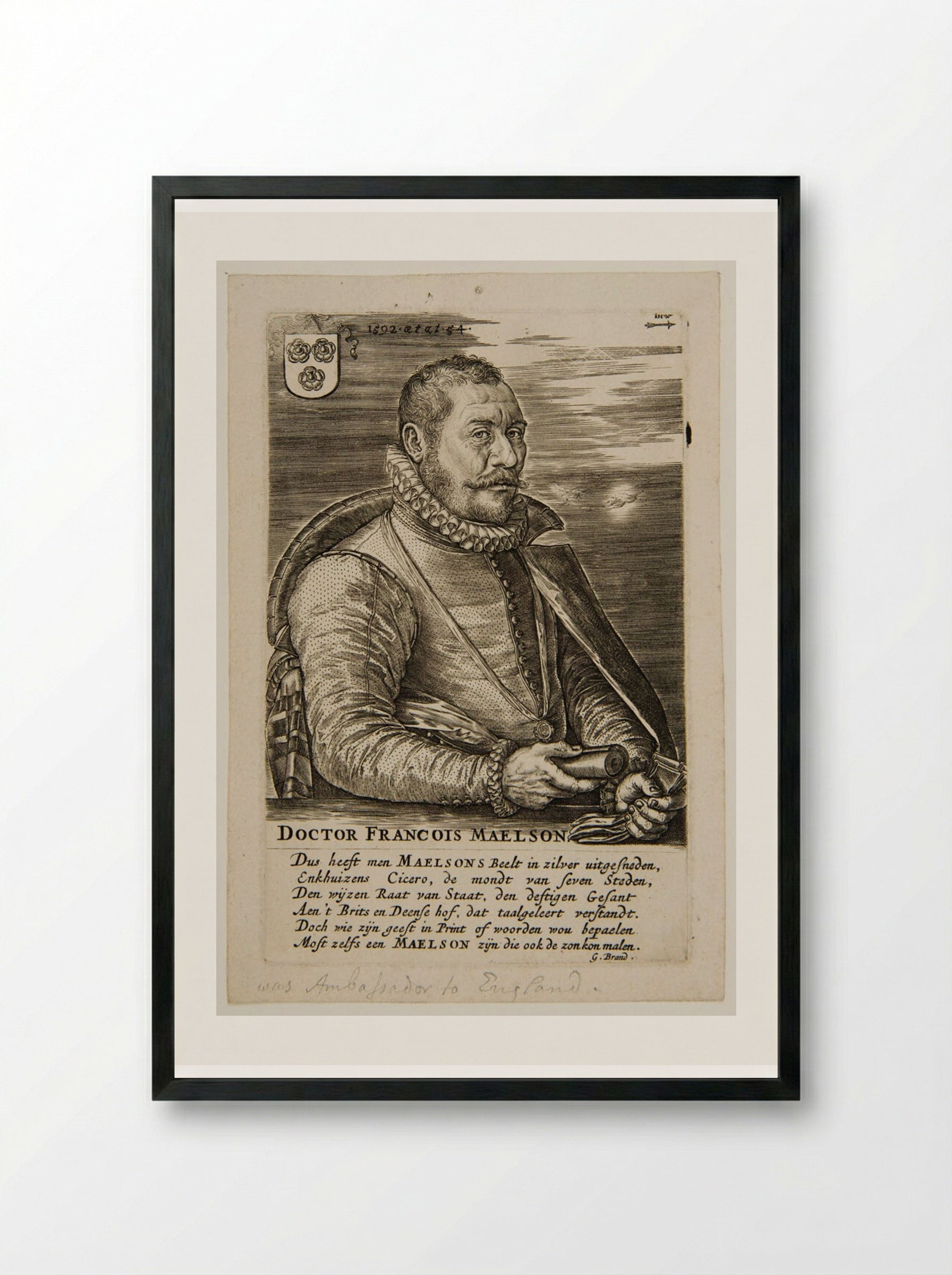 Doctor François Maelson - Hieronymus Wierix - Framed Print Black