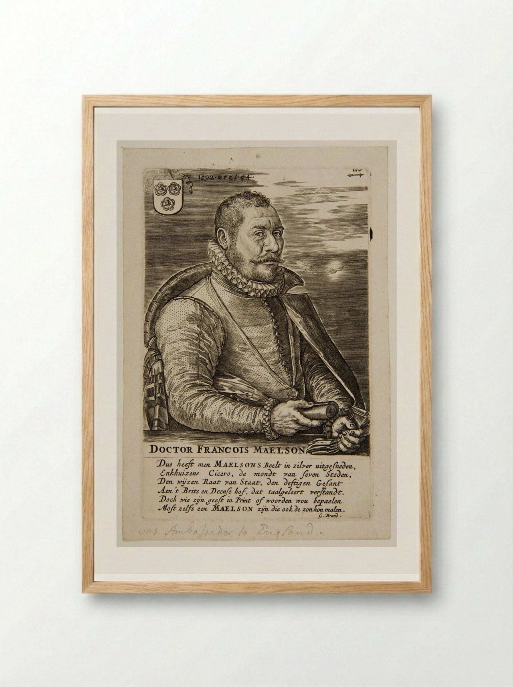 Doctor François Maelson - Hieronymus Wierix - Framed Print Wood
