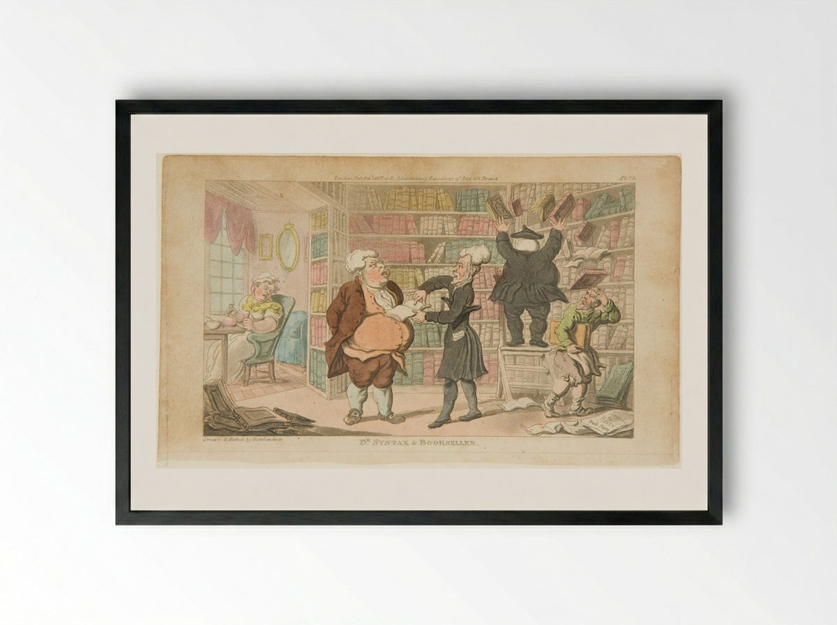 Doctor Syntax and the Bookseller - Thomas Rowlandson - Framed Print Black