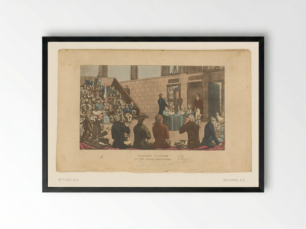 Doctor Syntax at the London Institution - Isaac Cruikshank - Framed Print Black