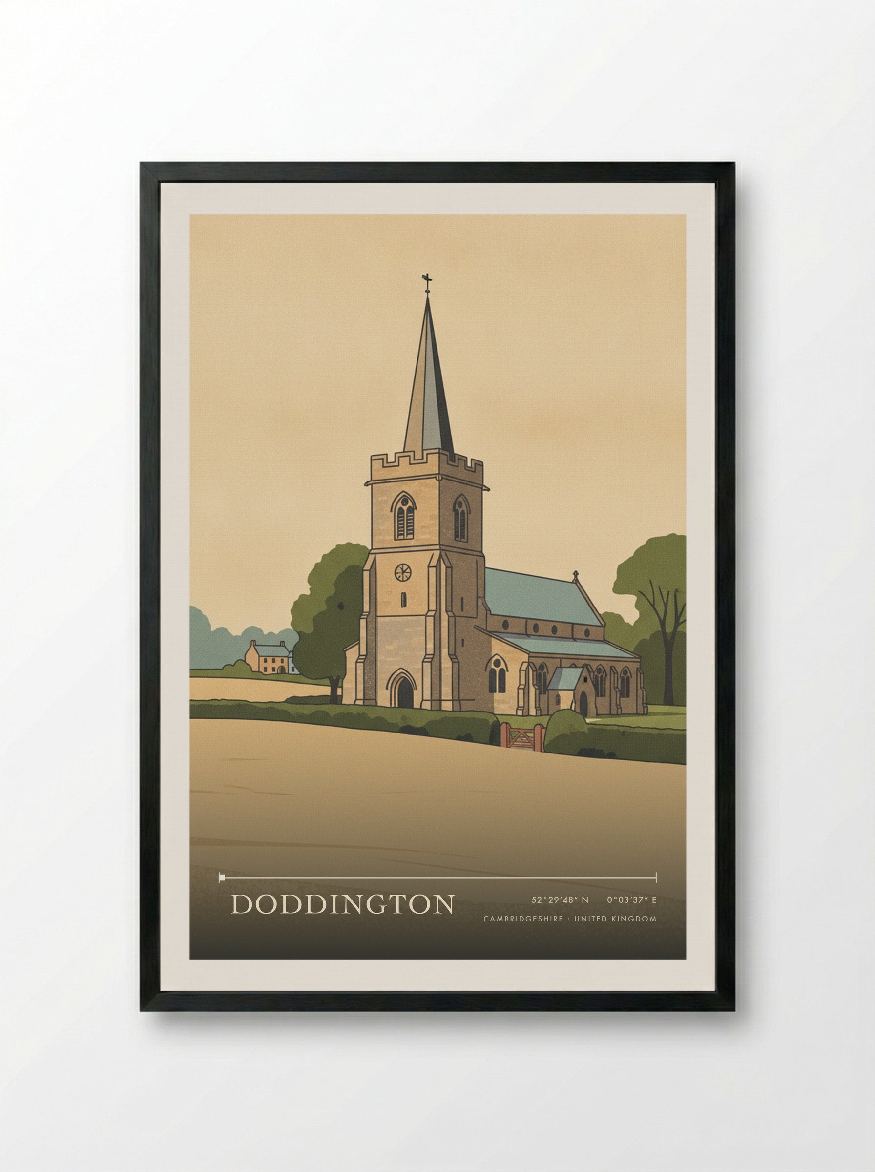Doddington Cambridgeshire United Kingdom Travel Poster - Framed Print Black