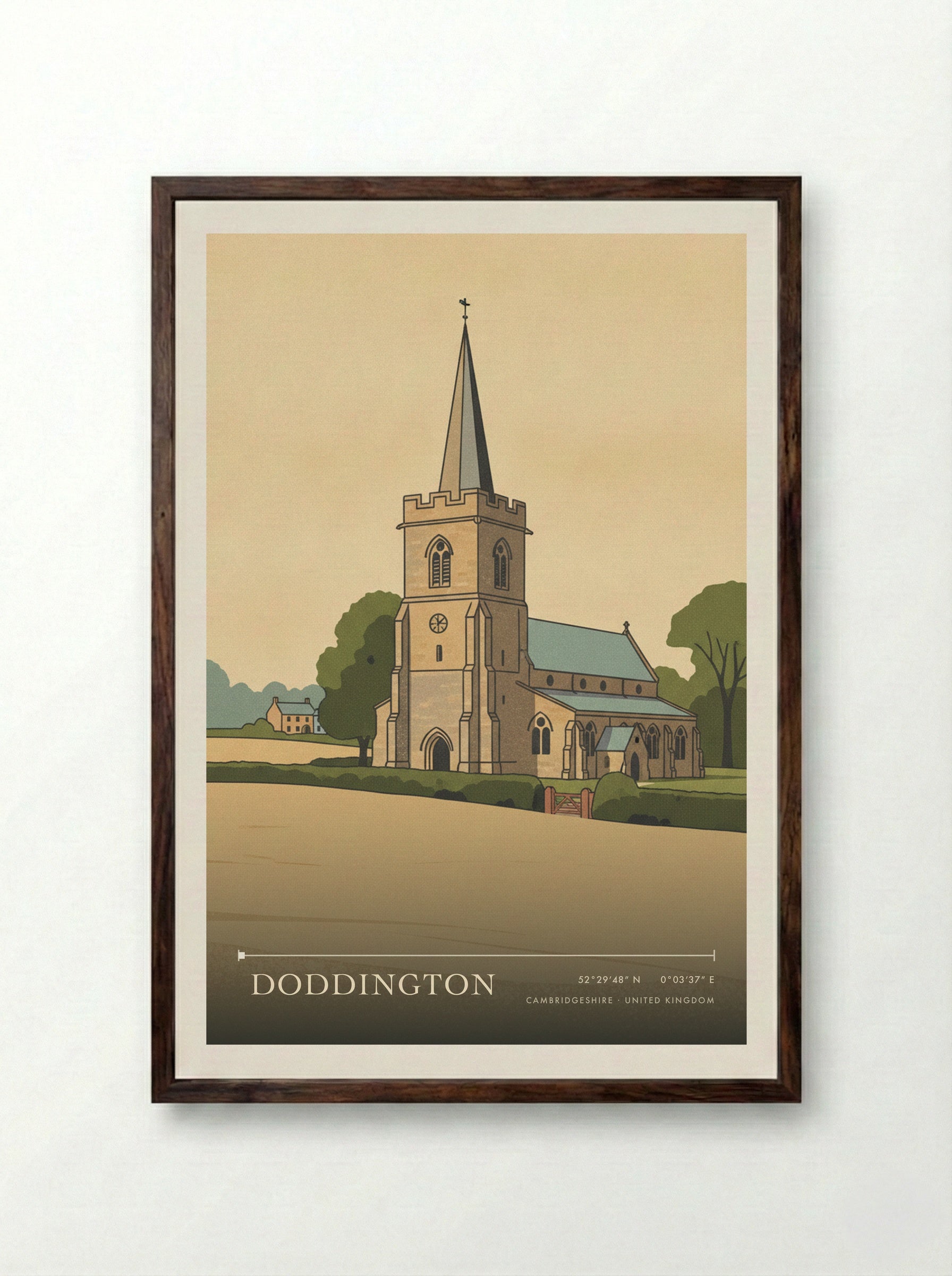 Doddington Cambridgeshire United Kingdom Travel Poster - Framed Print Dark Wood