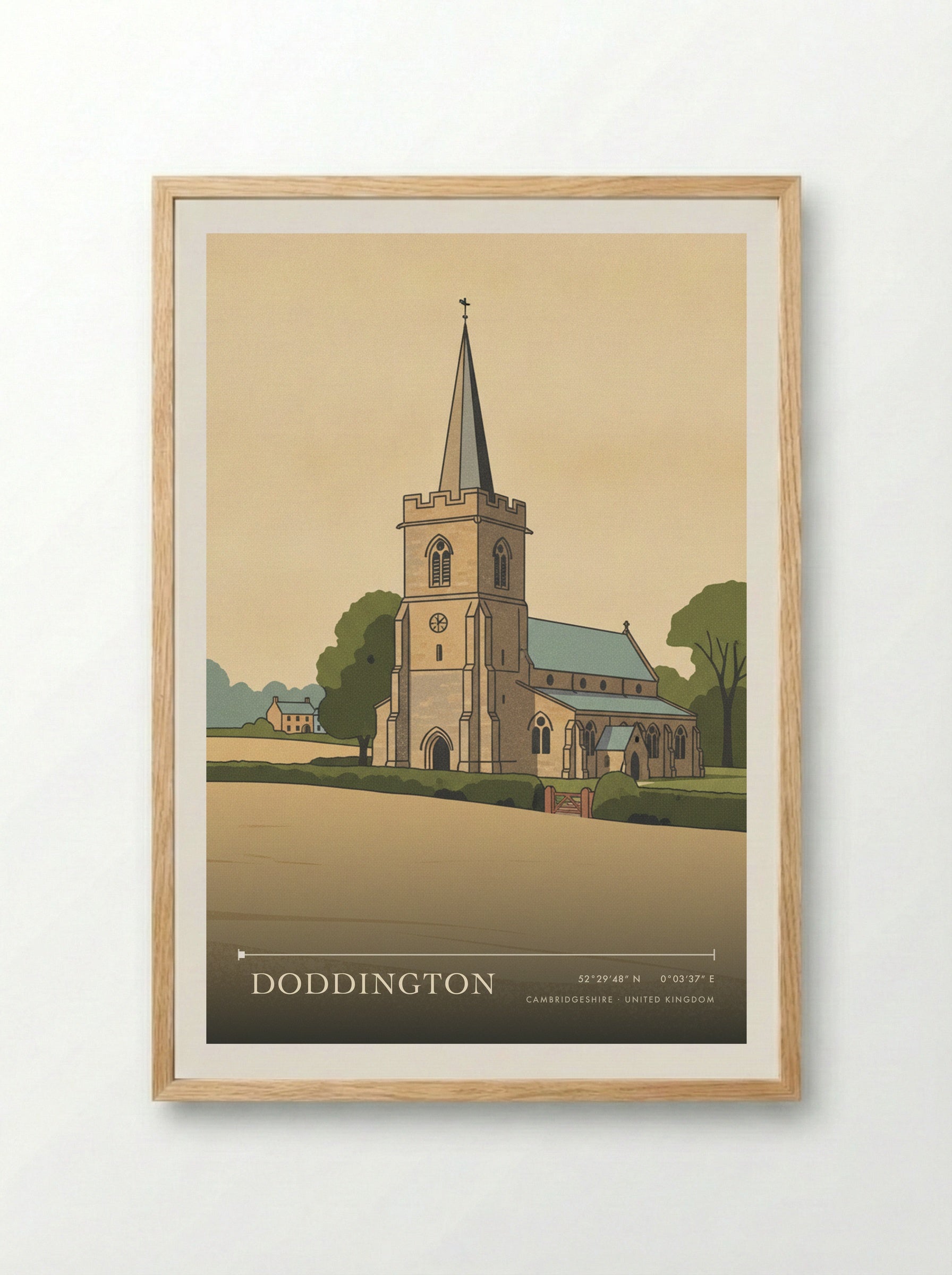 Doddington Cambridgeshire United Kingdom Travel Poster - Framed Print Wood