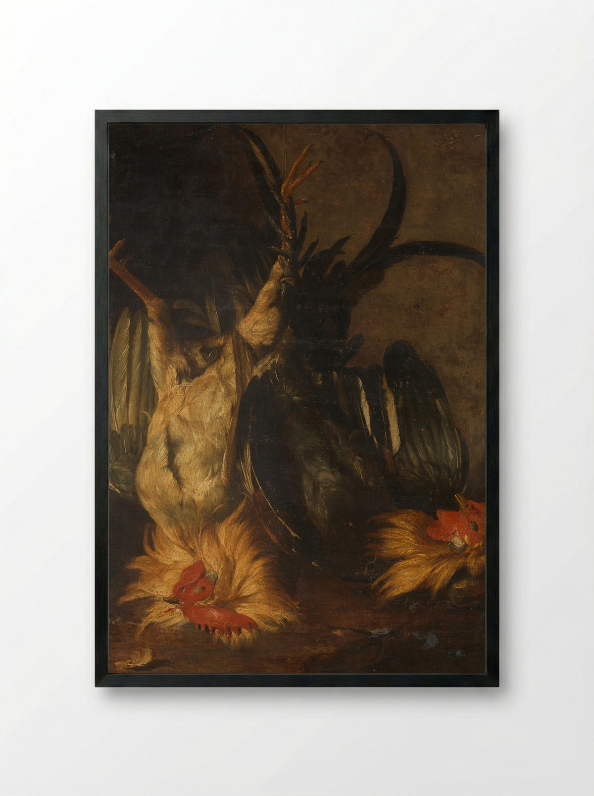 Dode hanen (Dead Roosters) - Christoffel Puytlinck - Framed Print Black