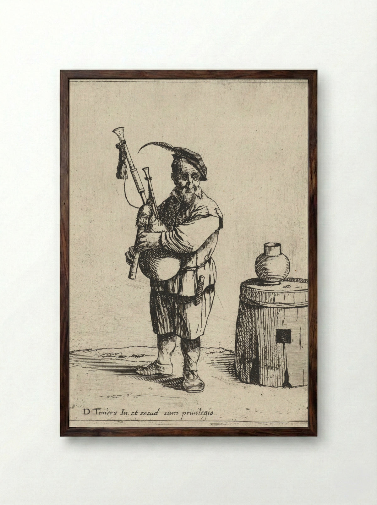Doedelzakspeler (Bagpipe Player) - Quirin Boel - Framed Print Dark Wood