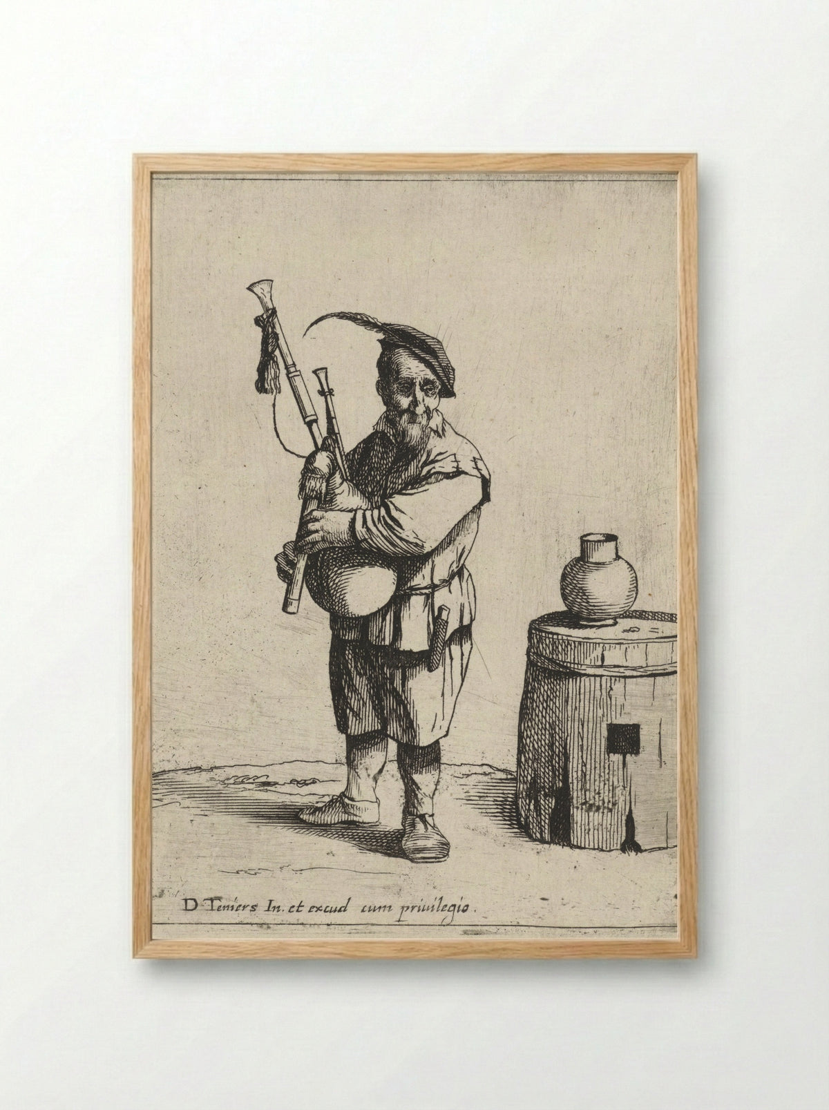 Doedelzakspeler (Bagpipe Player) - Quirin Boel - Framed Print Wood