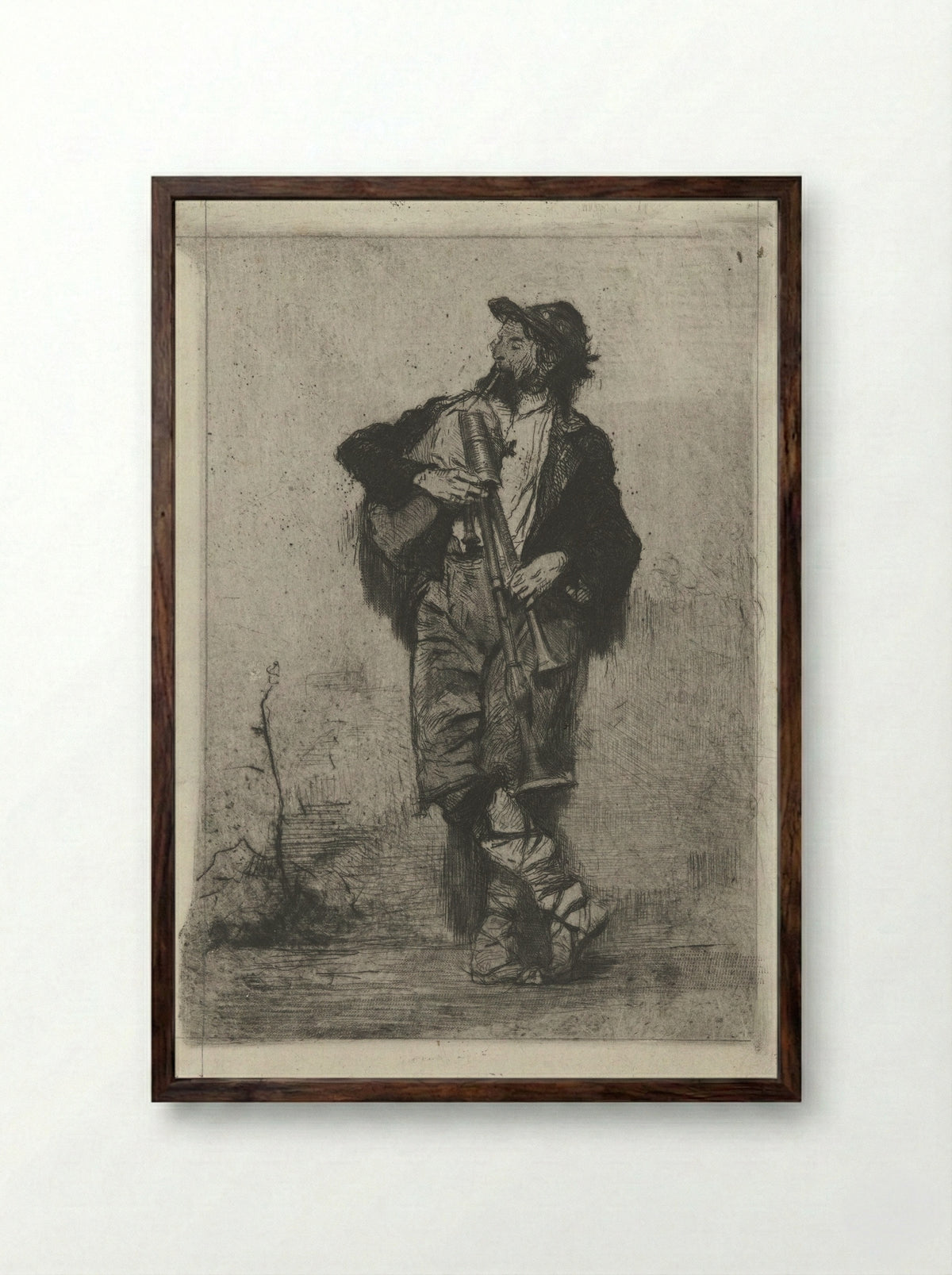 Doedelzakspeler (Bagpiper) - Mosè Bianchi - Framed Print Dark Wood