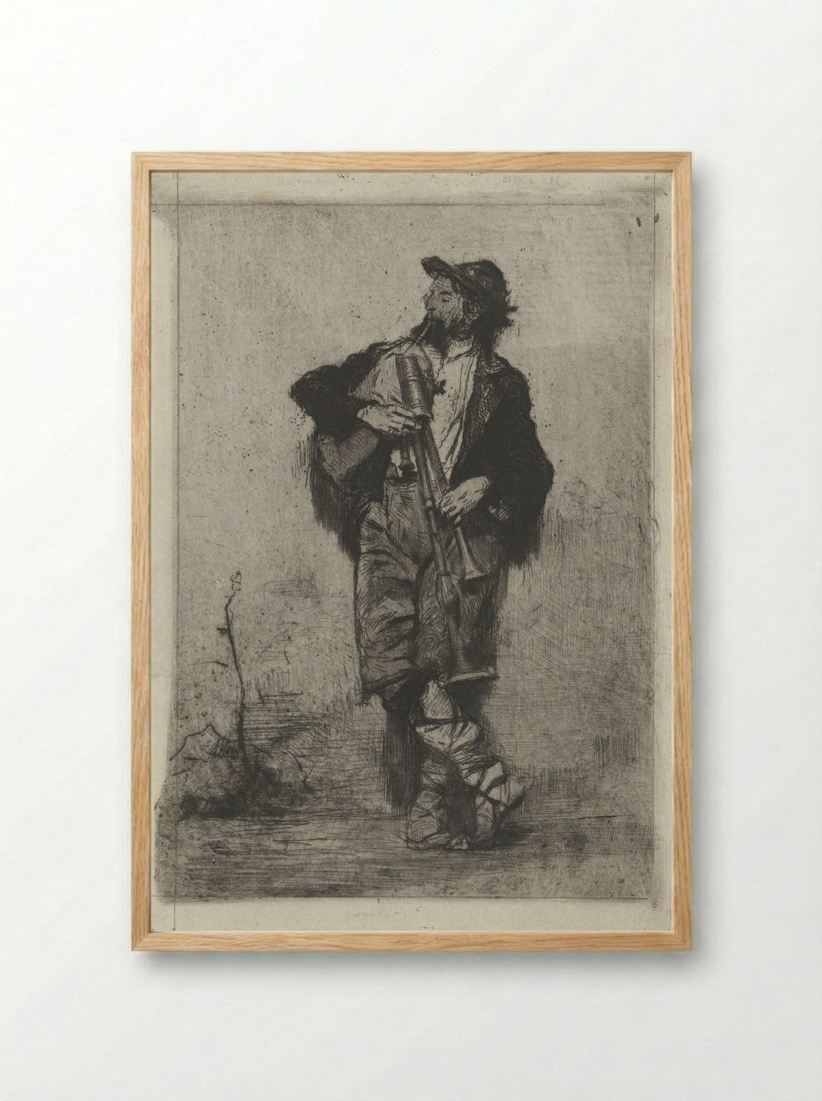 Doedelzakspeler (Bagpiper) - Mosè Bianchi - Framed Print Wood
