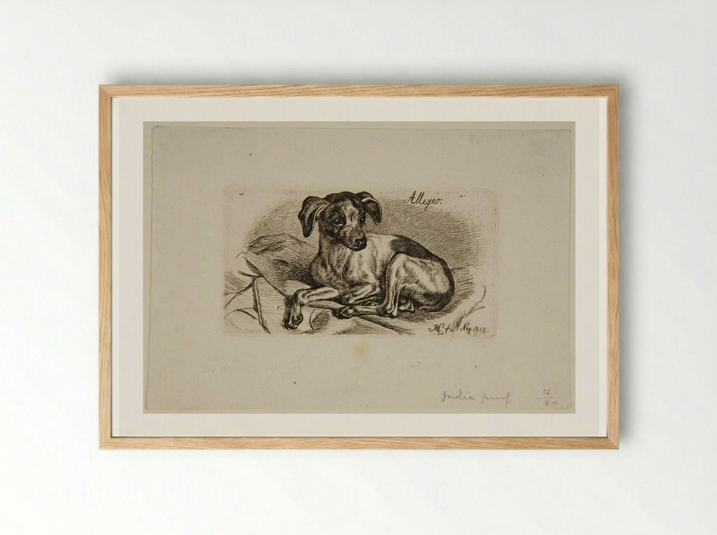 Dog, Allegro - Johann Adam Klein - Framed Print Wood