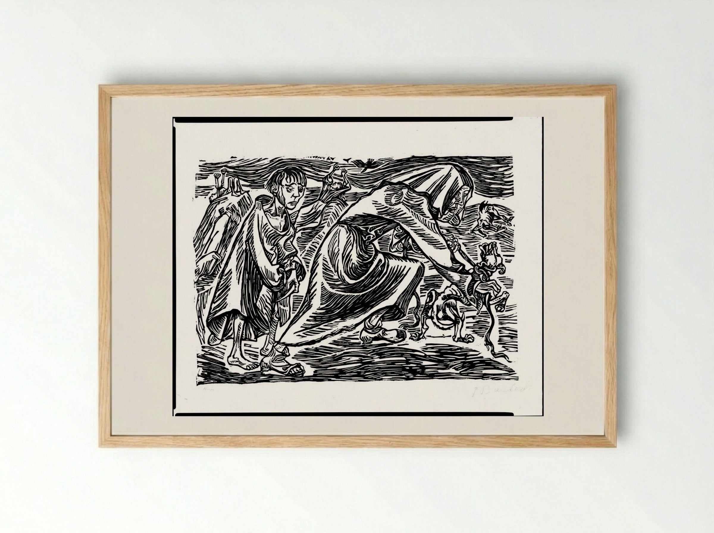 Dog Catcher - Ernst Barlach - Framed Print Wood