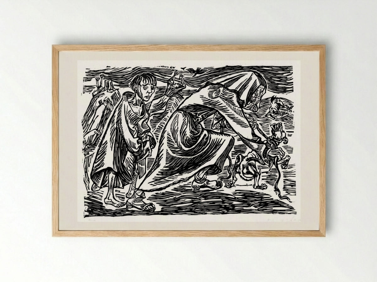 Dog Catcher - Ernst Barlach - Framed Print Wood