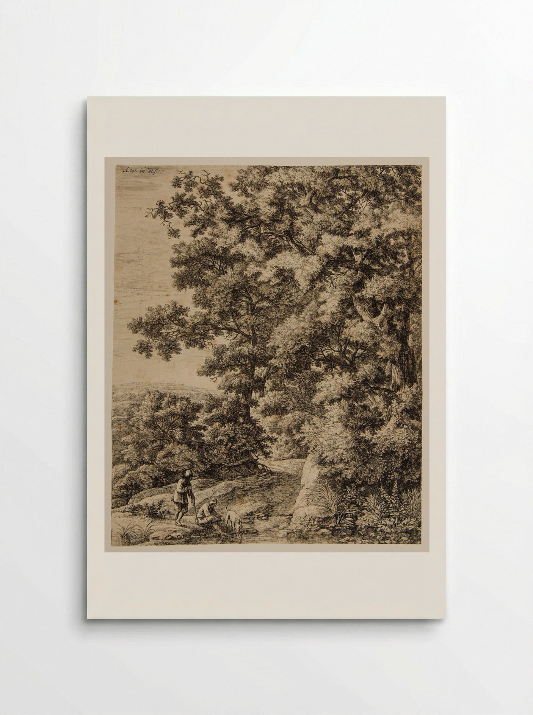 Dog Drinking in the Stream - Anthonie Waterloo - Poster