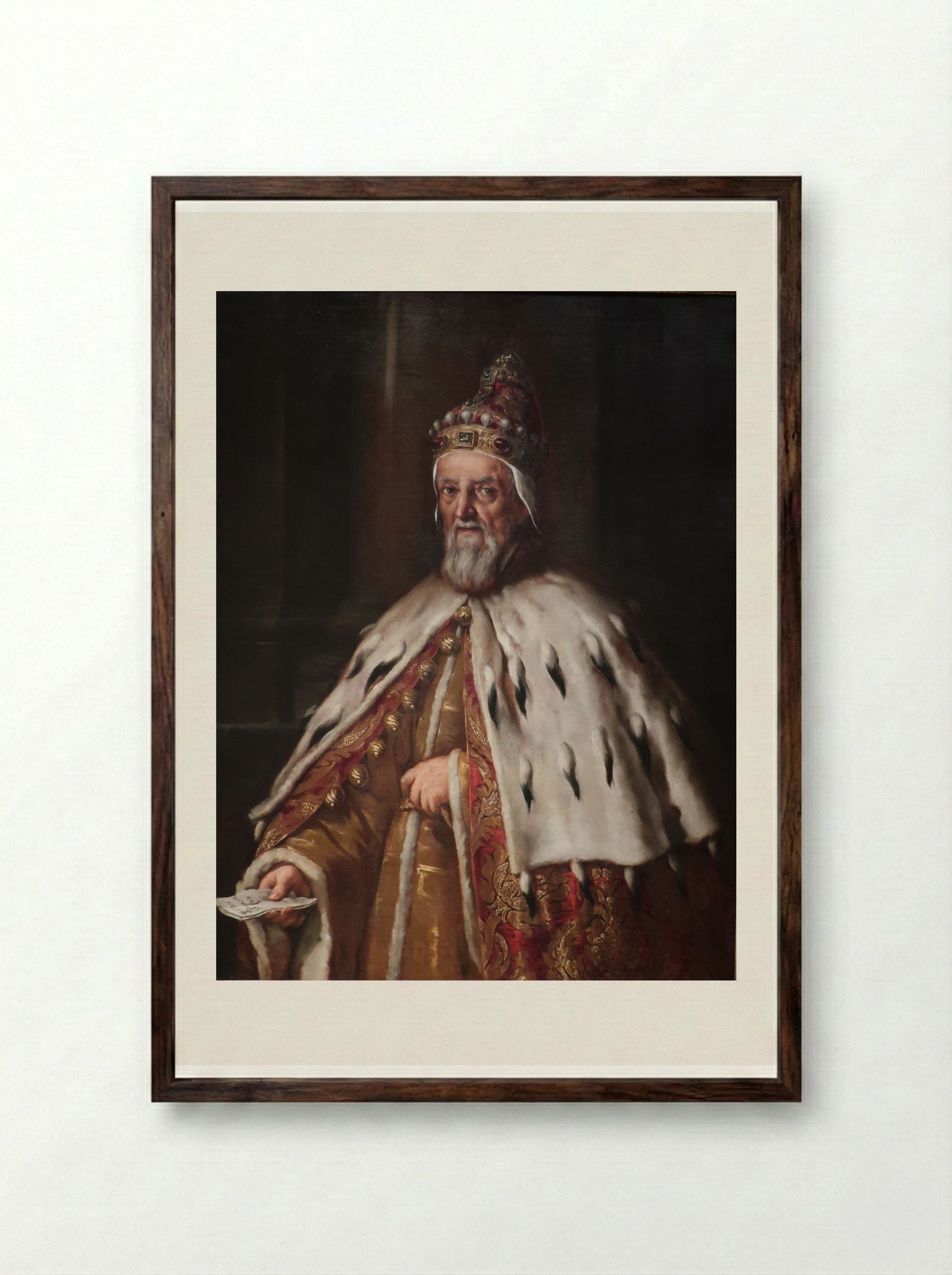 Doge Francesco Erizzo - Bernardo Strozzi - Framed Print Dark Wood