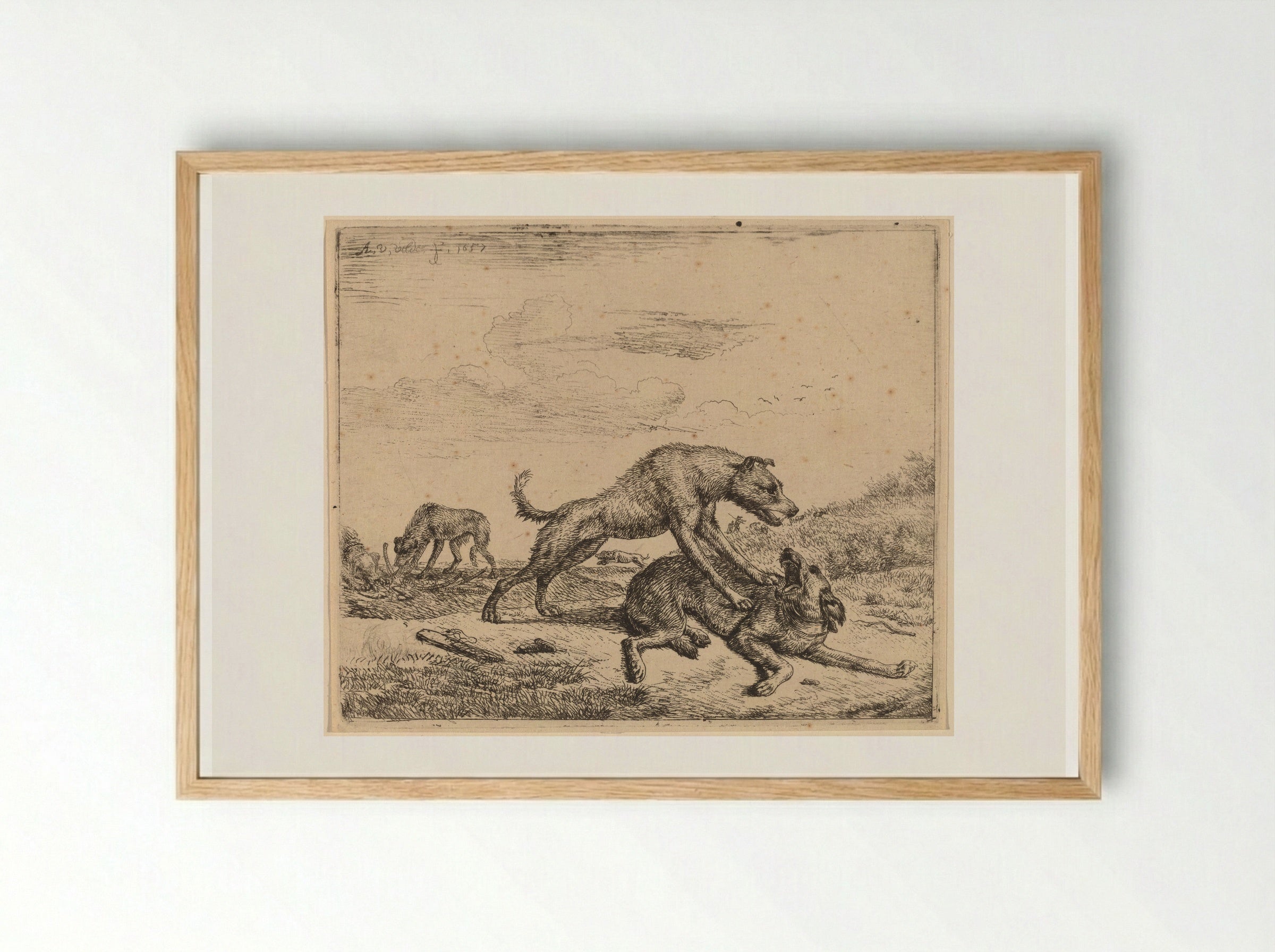 Dogs - Adriaen van de Velde - Framed Print Wood