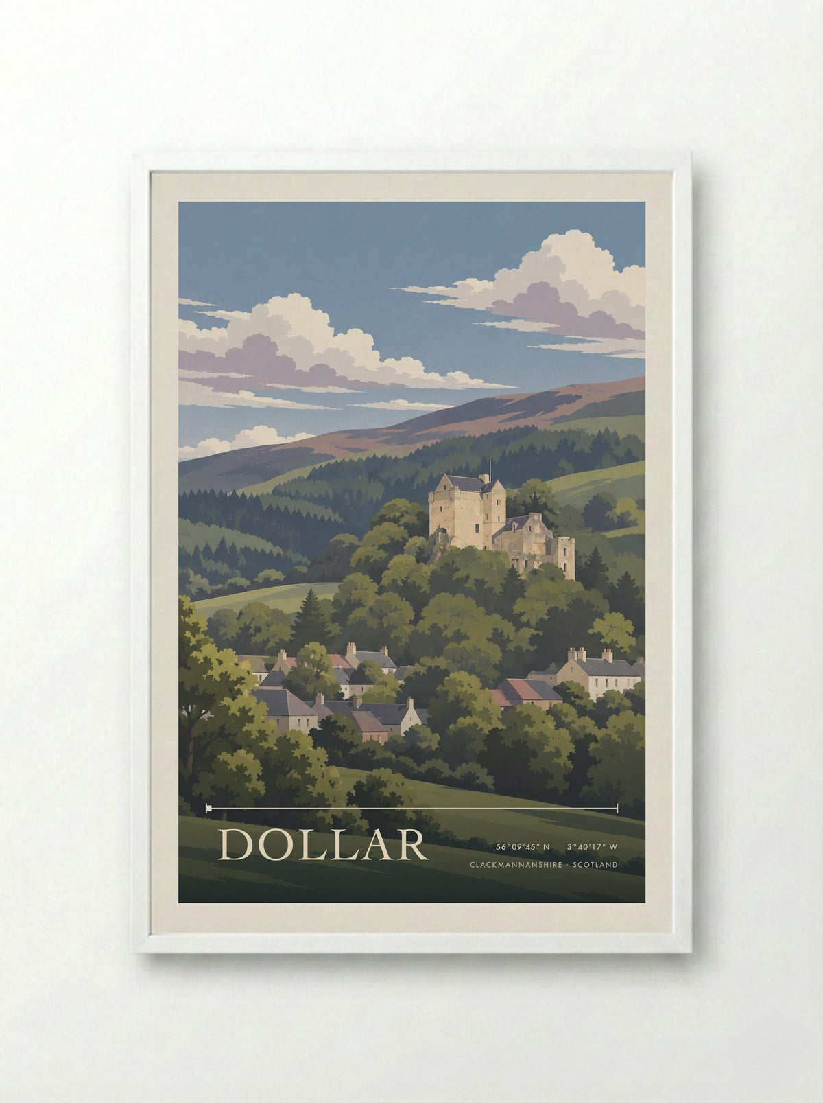 Dollar, Clackmannanshire | Travel Poster - Framed Print White