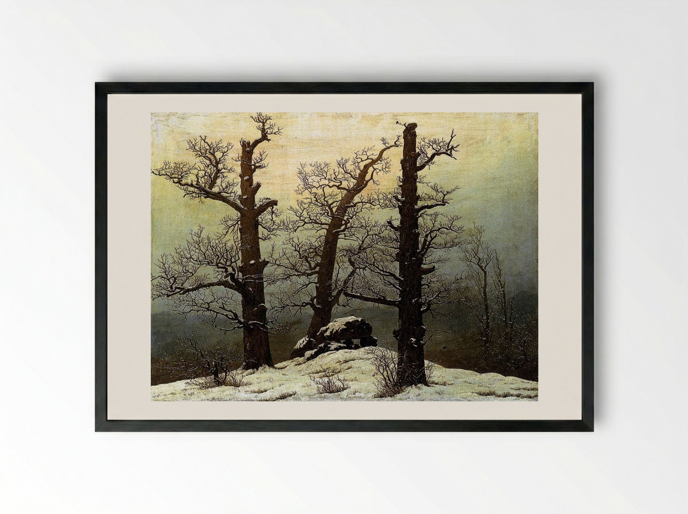 Dolmen in the Snow - Caspar David Friedrich - Framed Print Black