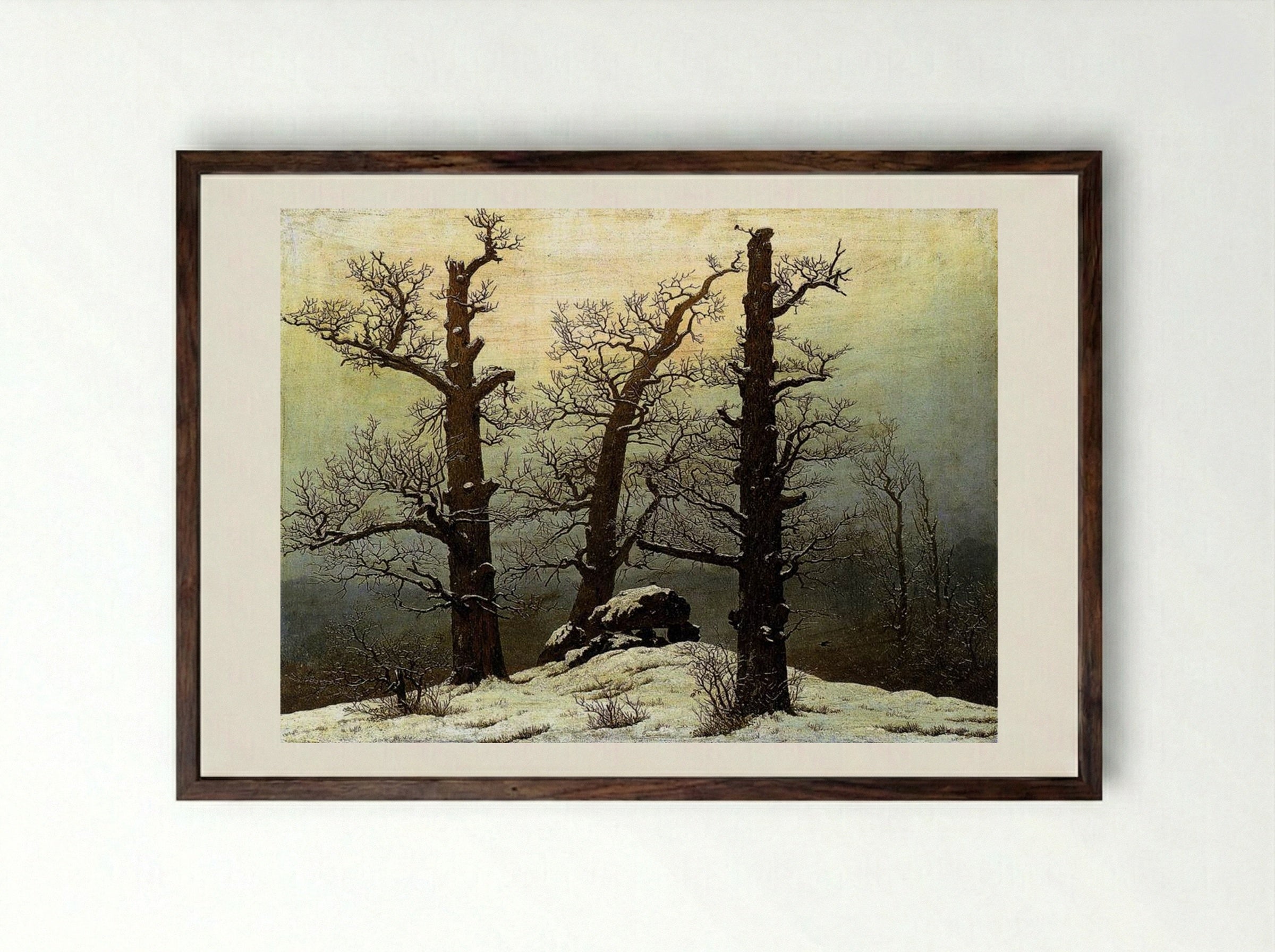 Dolmen in the Snow - Caspar David Friedrich - Framed Print Dark Wood