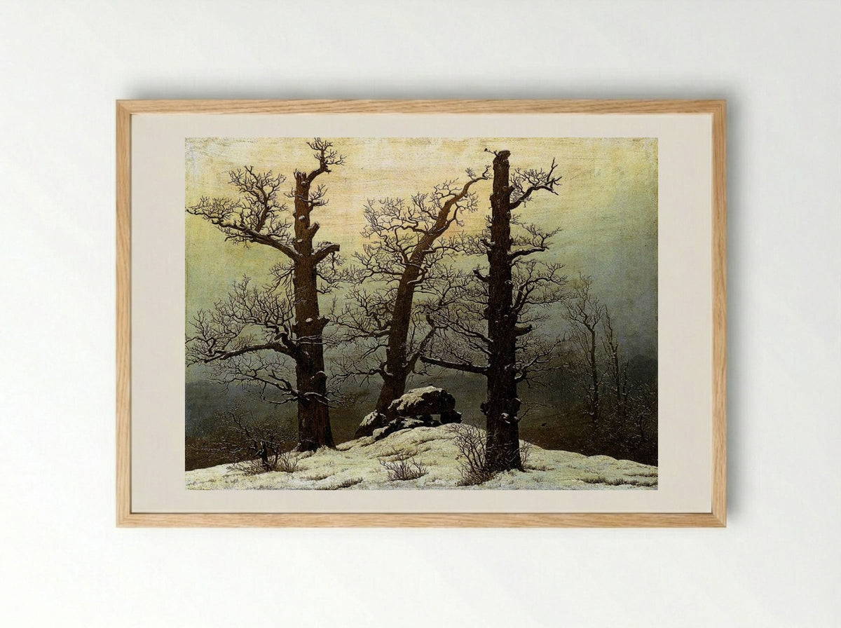Dolmen in the Snow - Caspar David Friedrich - Framed Print Wood