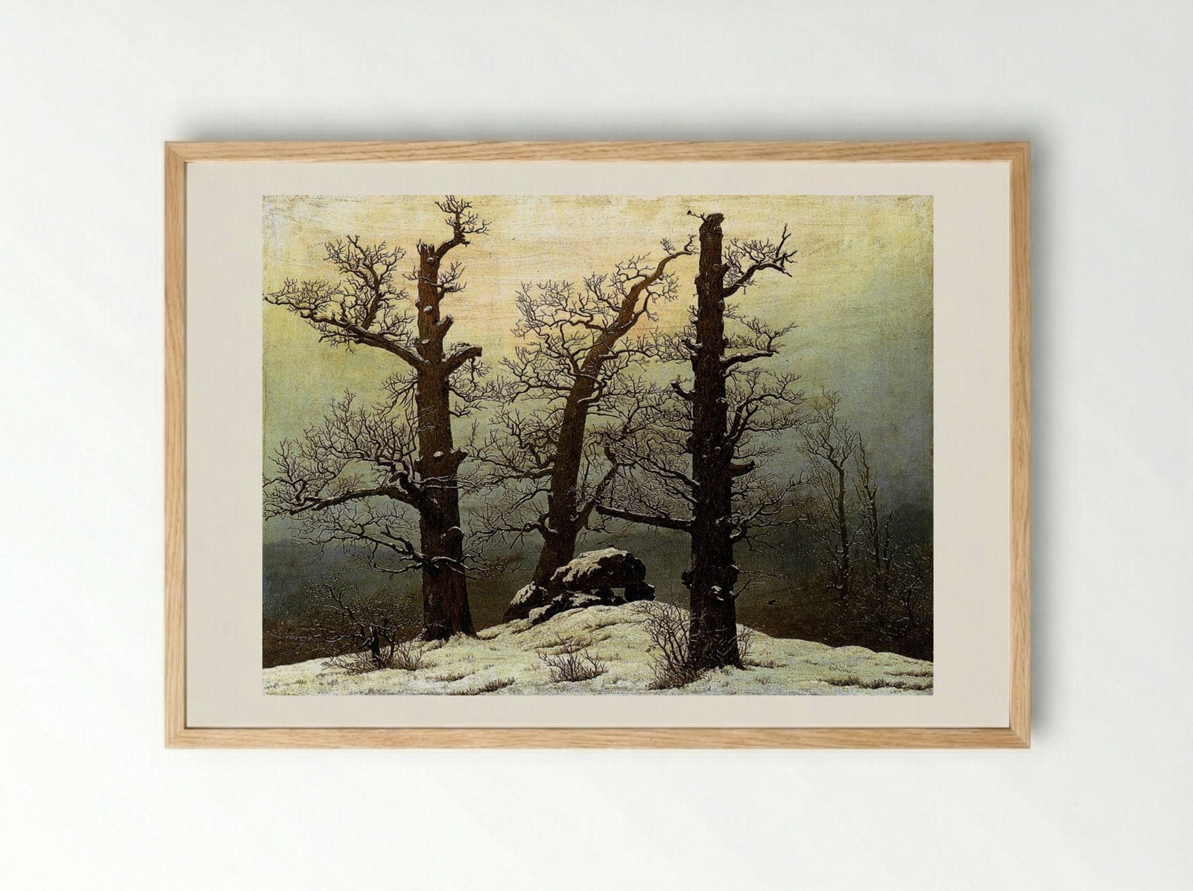 Dolmen in the Snow - Caspar David Friedrich - Framed Print Wood