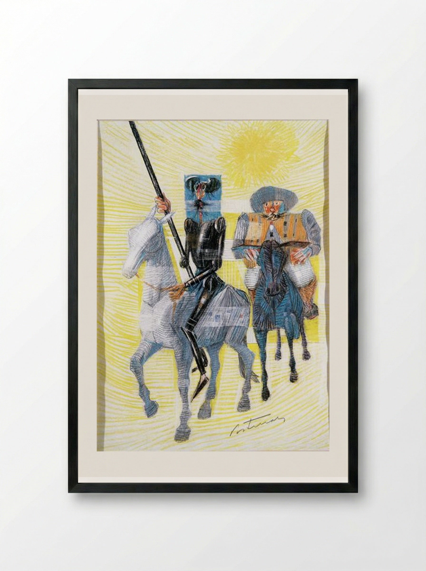 Dom Quixote e Sancho Pança Saindo para Suas Aventuras - Candido Portinari - Framed Print Black