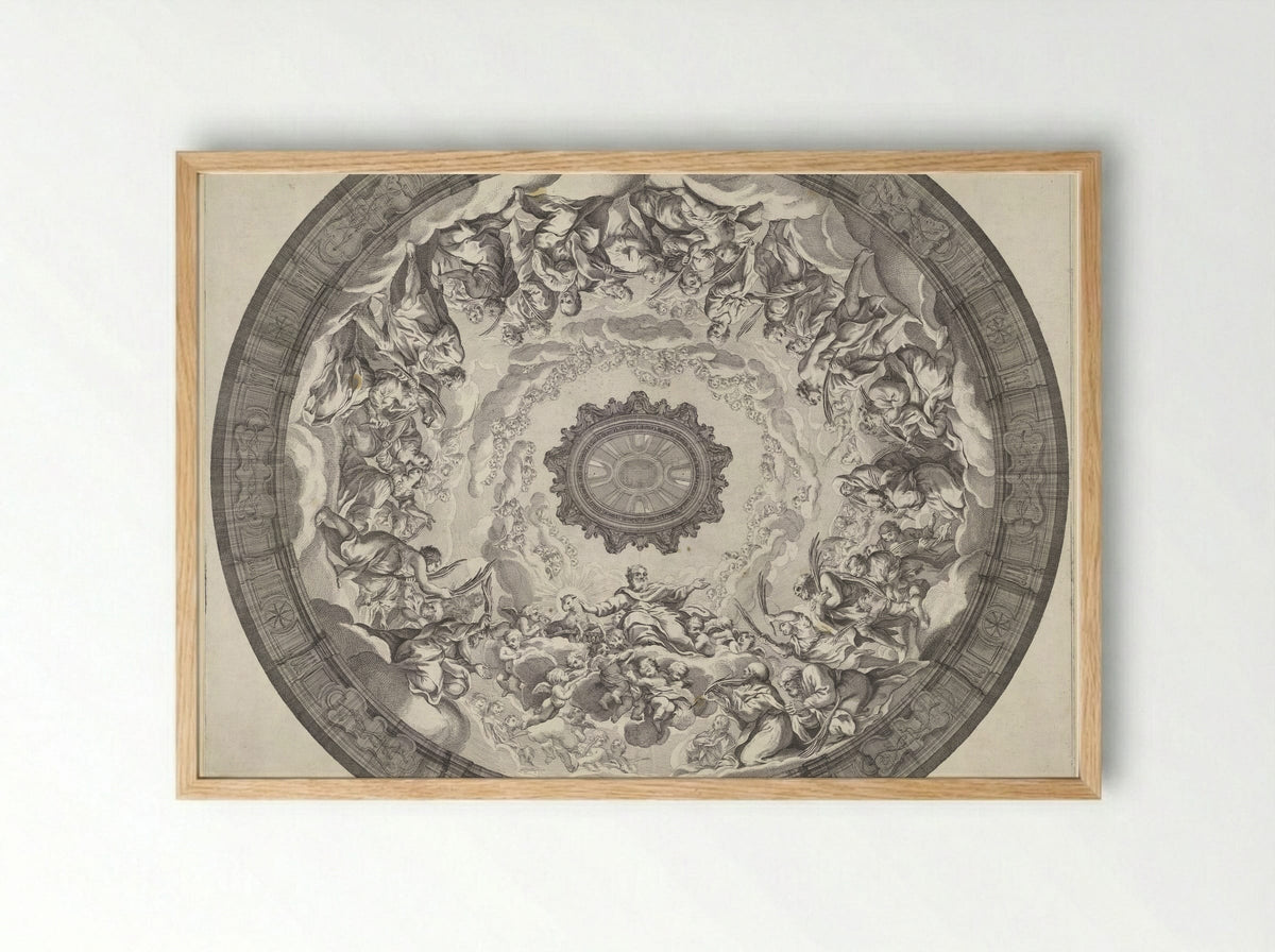 Dome Decoration with the Adoration of the Lamb - Francesco Faraone Aquila - Framed Print Wood