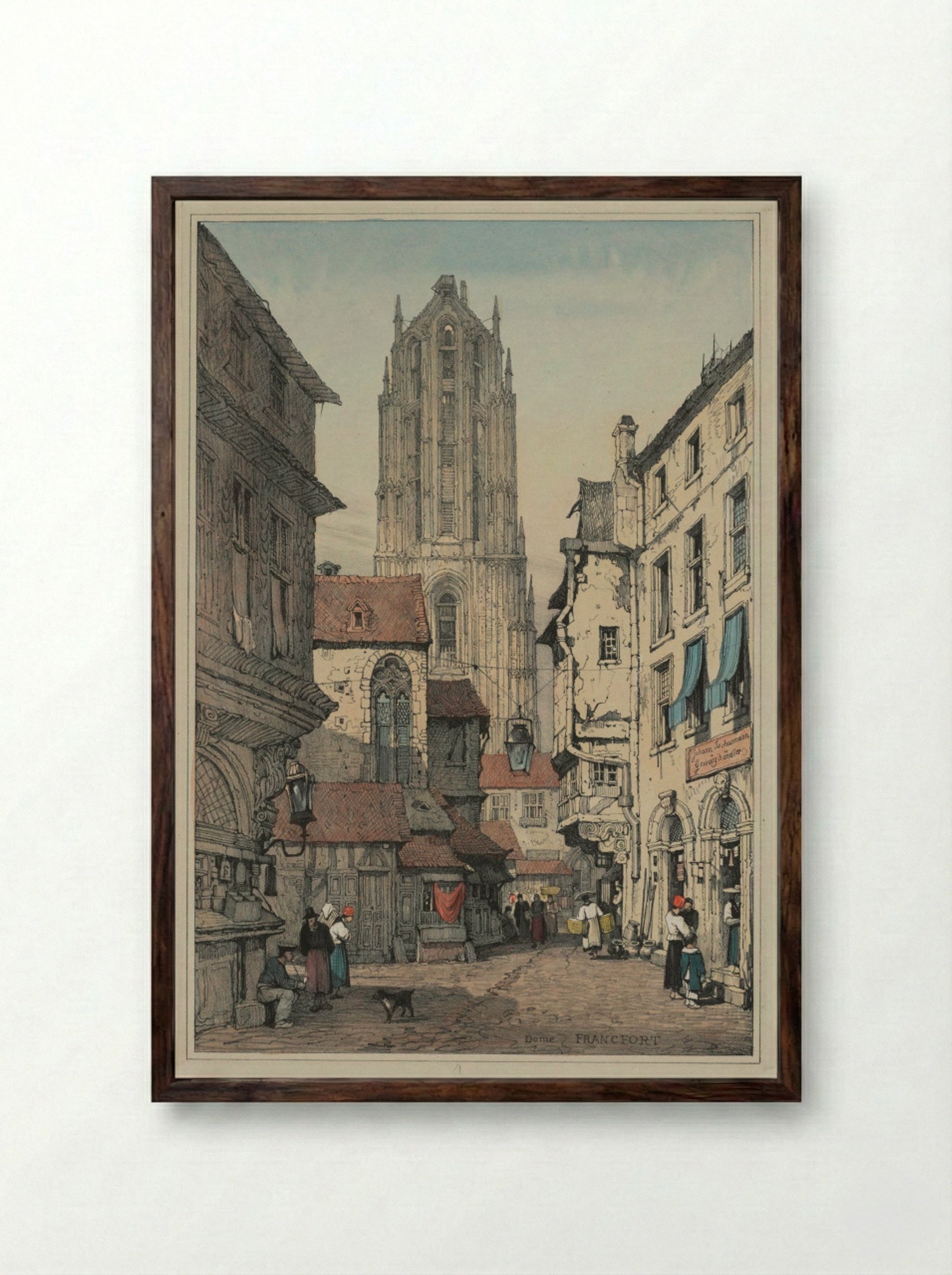 Dome, Francfort - Samuel Prout - Framed Print Dark Wood