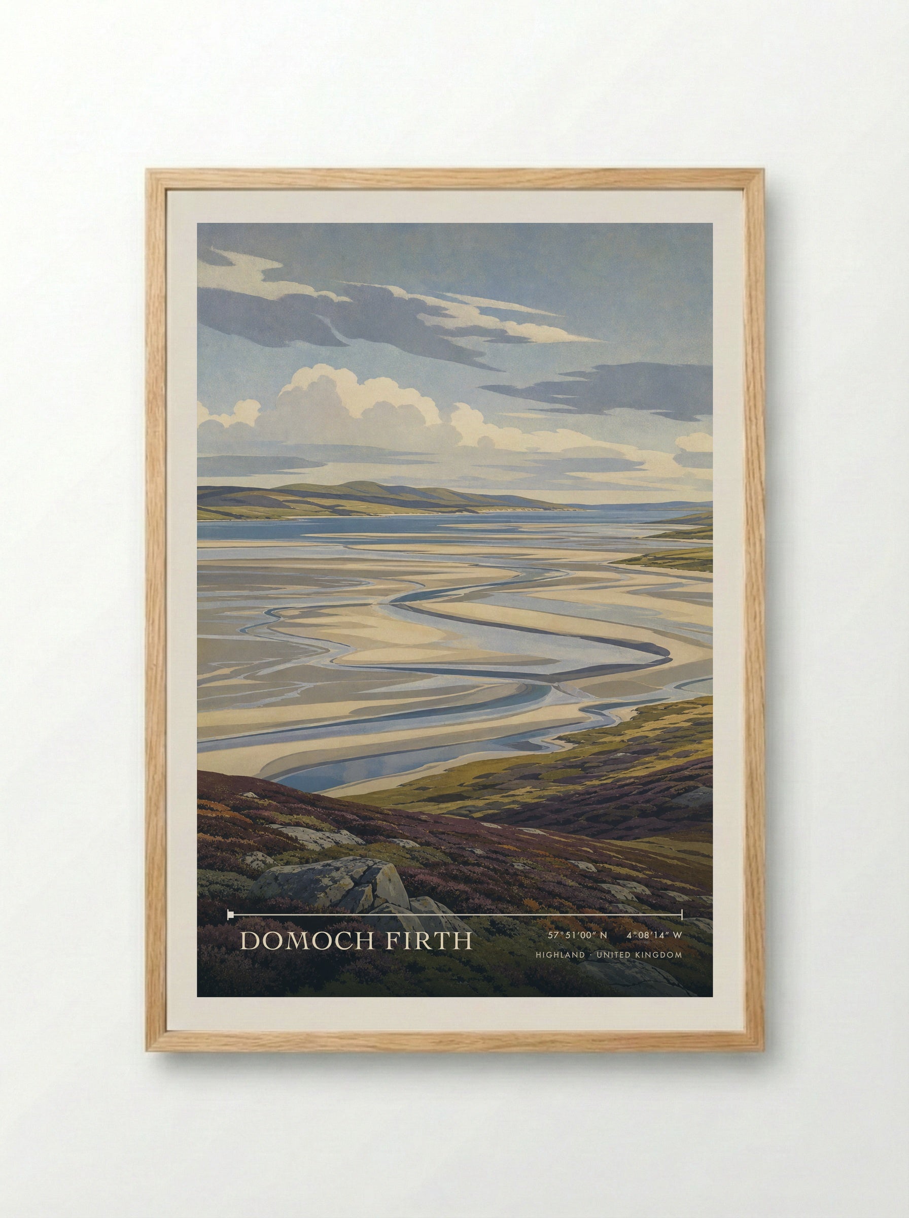 Domoch Firth Highland United Kingdom Travel Poster - Framed Print Wood