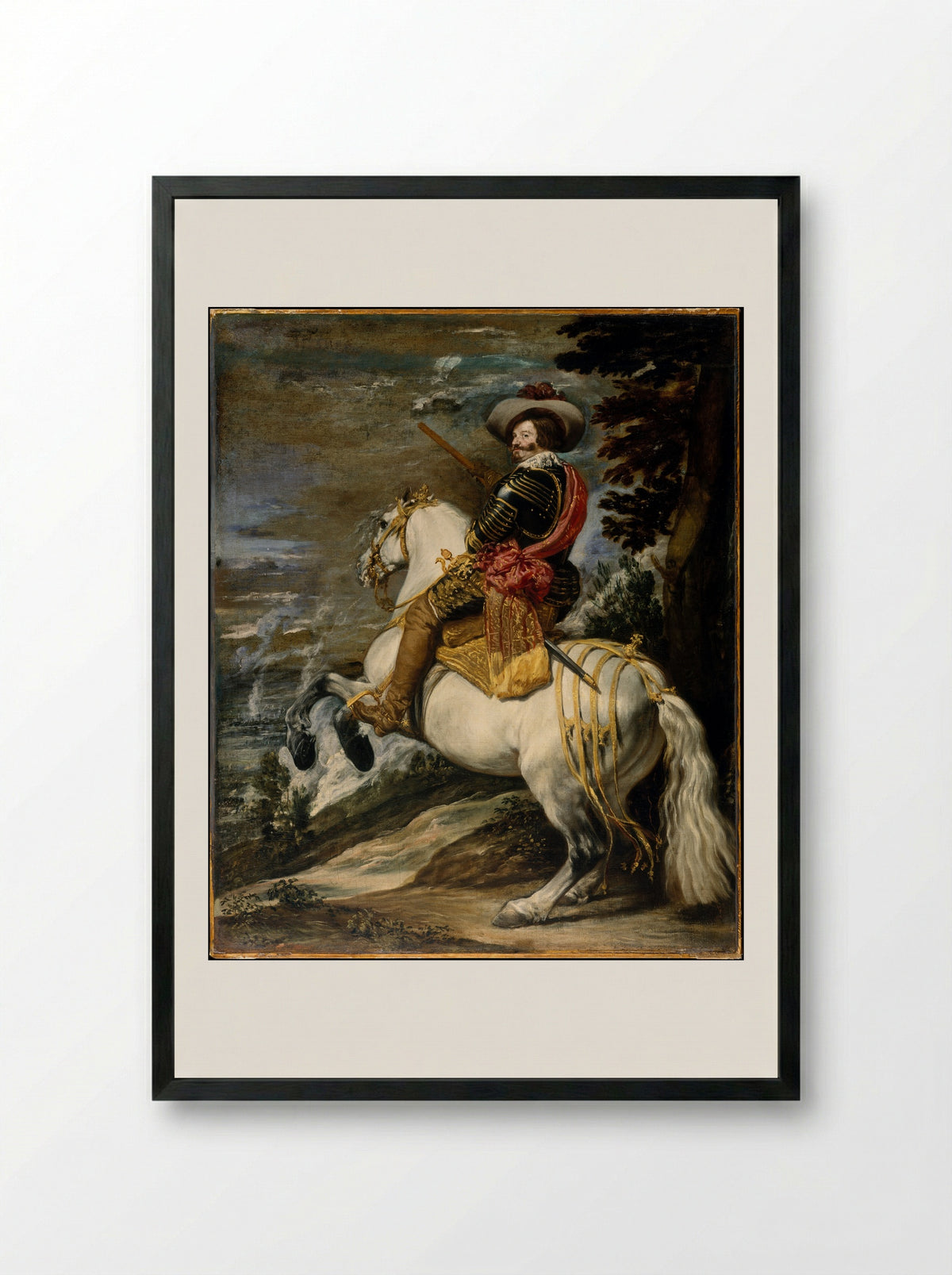 Don Gaspar de Guzmán, Count-Duke of Olivares - Juan Bautista Martínez del Mazo - Framed Print Black