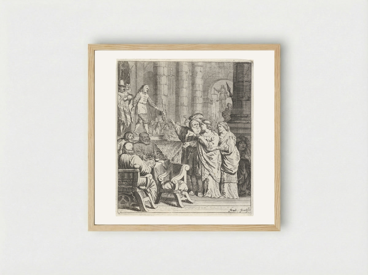 Don Jan en Konstance in de rechtbank - Pieter Nolpe - Framed Print Wood