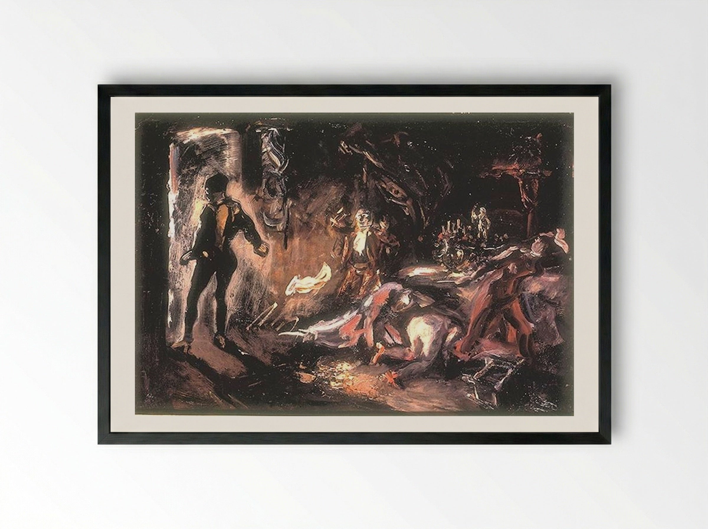 Don Juan's Encounter with the Stony Guest - Max Slevogt - Framed Print Black