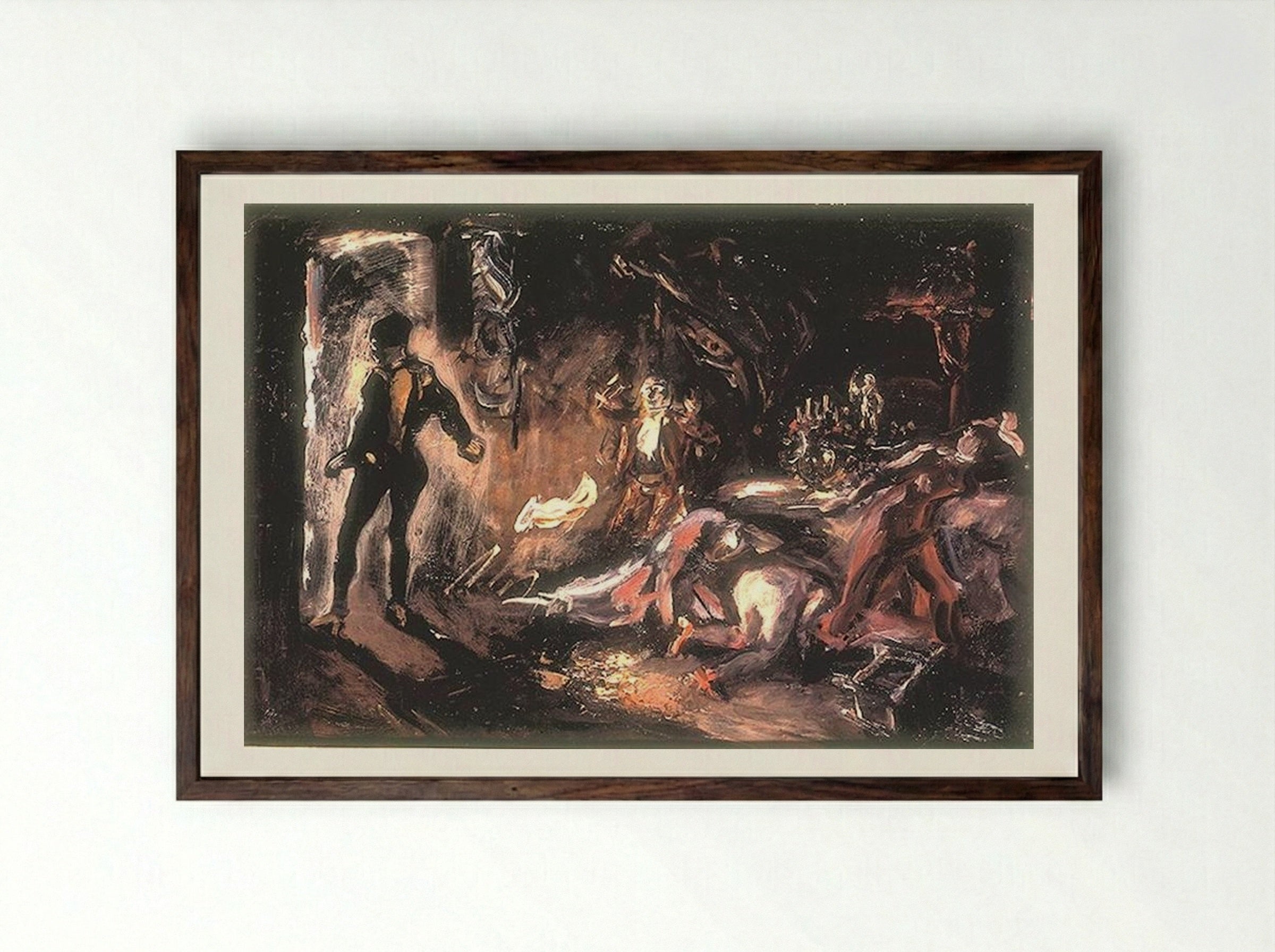 Don Juan's Encounter with the Stony Guest - Max Slevogt - Framed Print Dark Wood