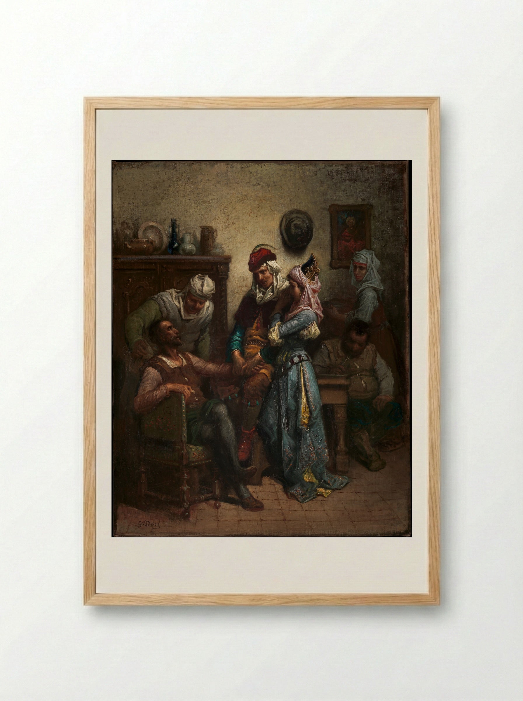 Don Quixote and Sancho Panza Entertained by Basil and Quiteria - Gustave Doré - Framed Print Wood