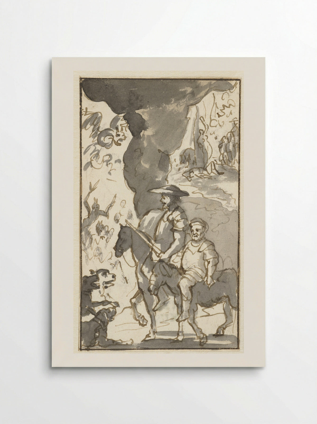 Don Quixote and Sancho Panza Riding Past a Forge - Caspar Luyken - Poster