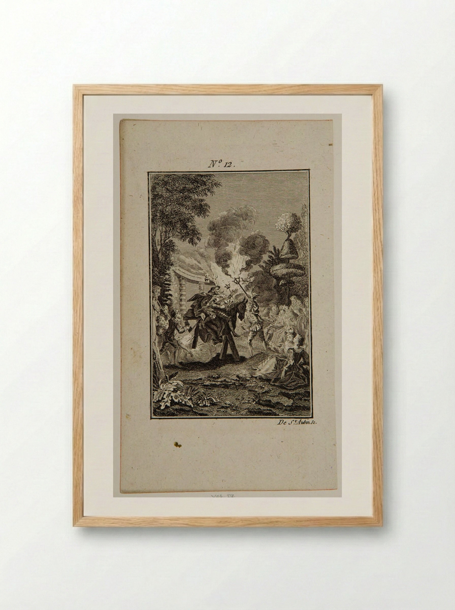 Don Quixote and Sancho mounted on Clavileño - Augustin de Saint-Aubin - Framed Print Wood