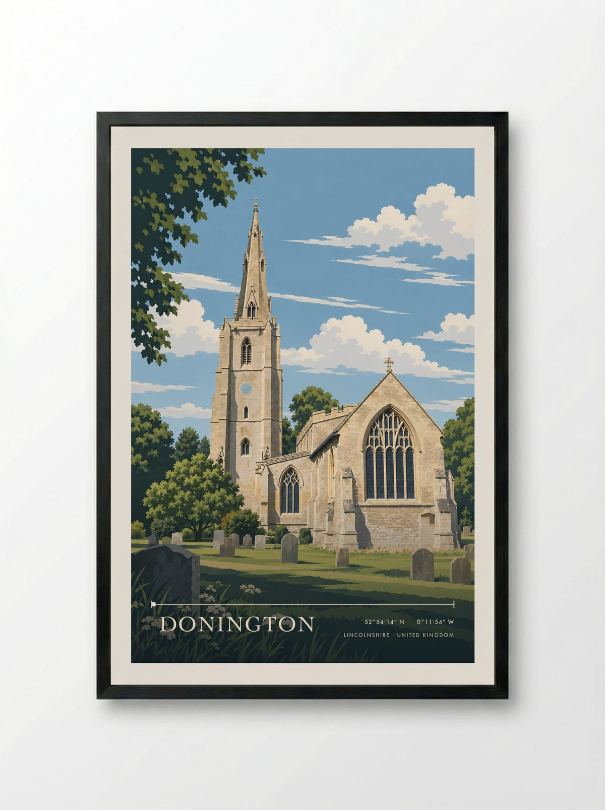 Donington, Lincolnshire | Travel Poster - Framed Print Black