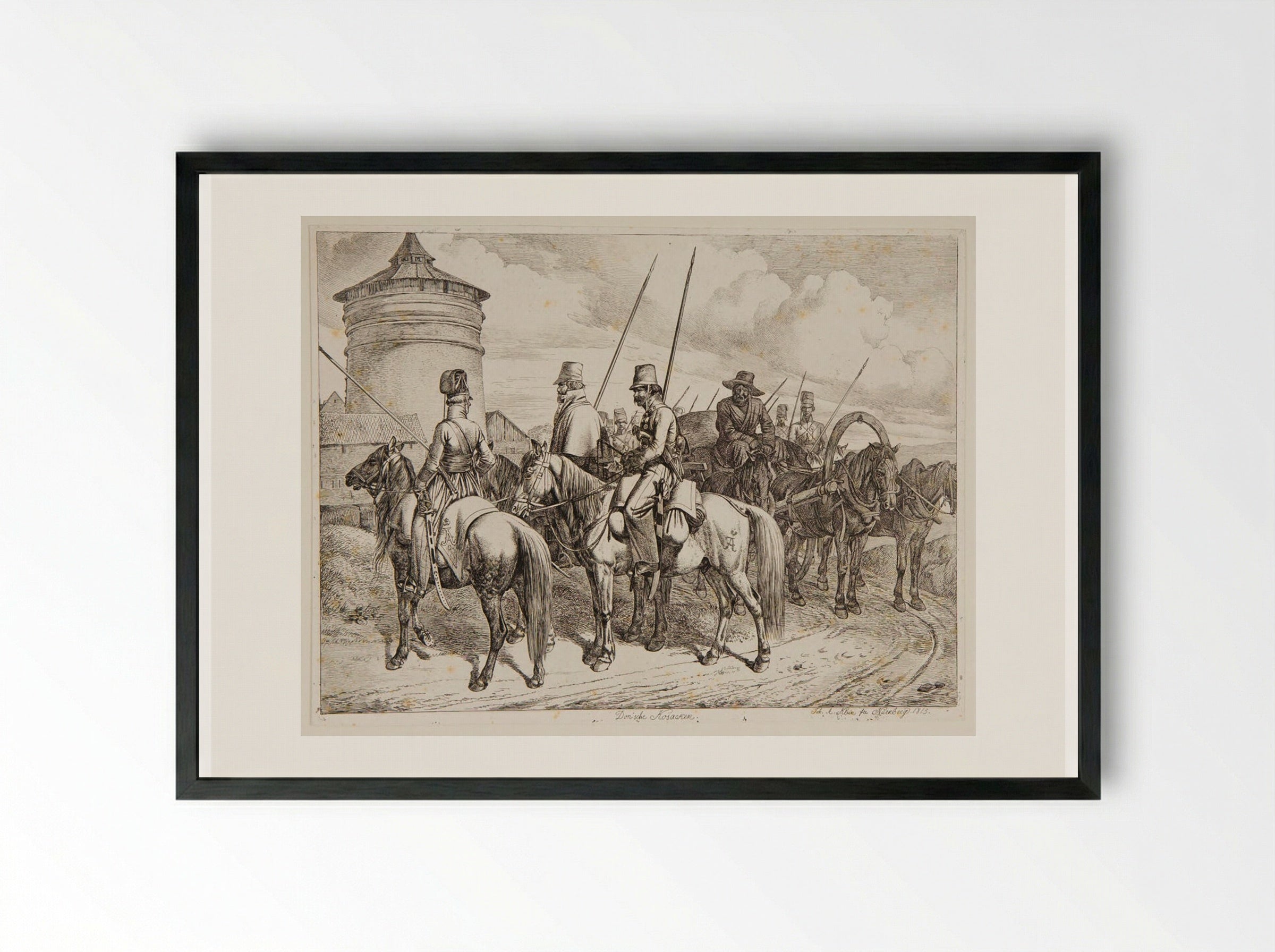 Donische Kosacken (Don Cossacks) - Johann Adam Klein - Framed Print Black
