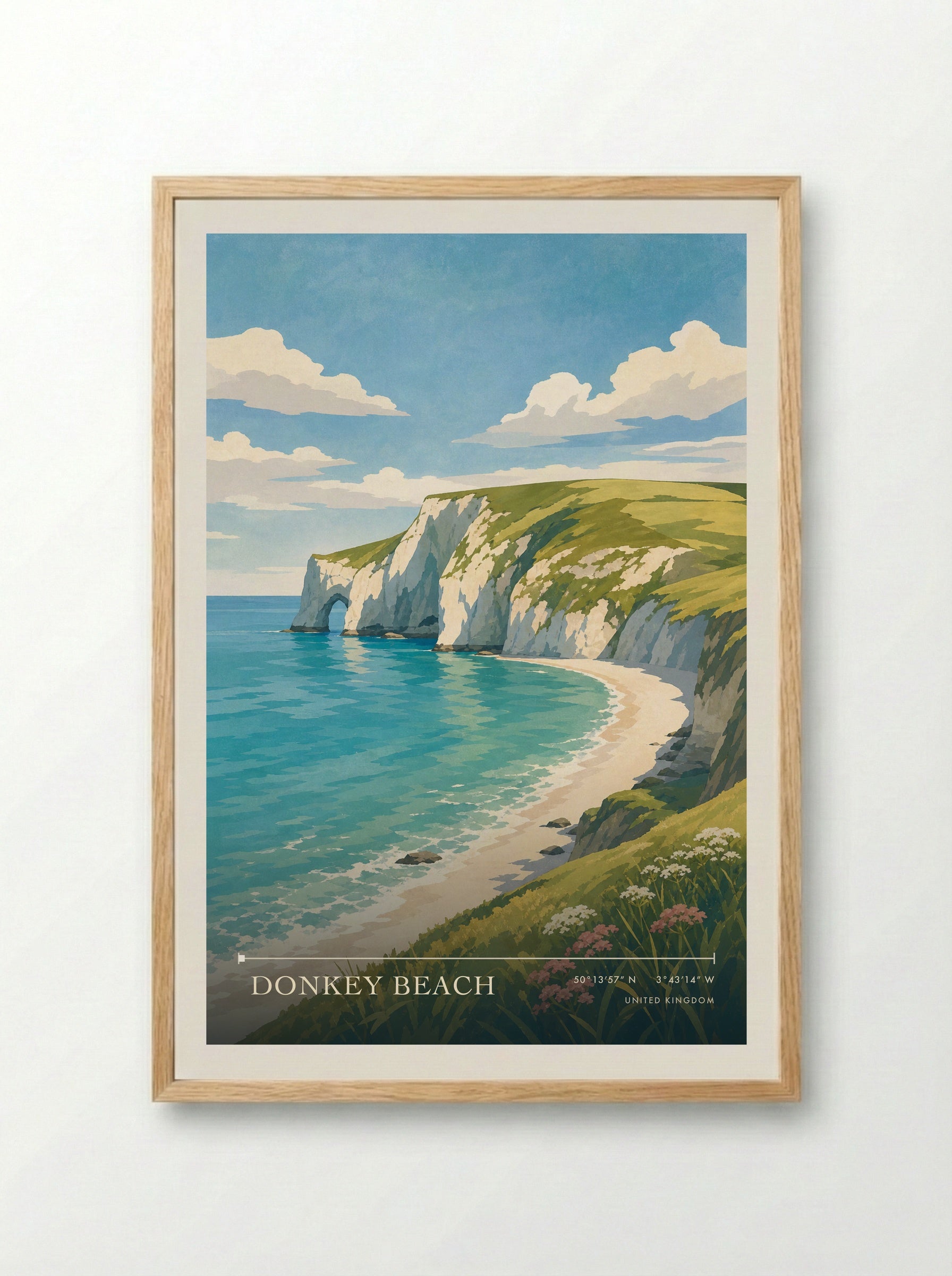 Donkey Beach United Kingdom Travel Poster - Framed Print Wood