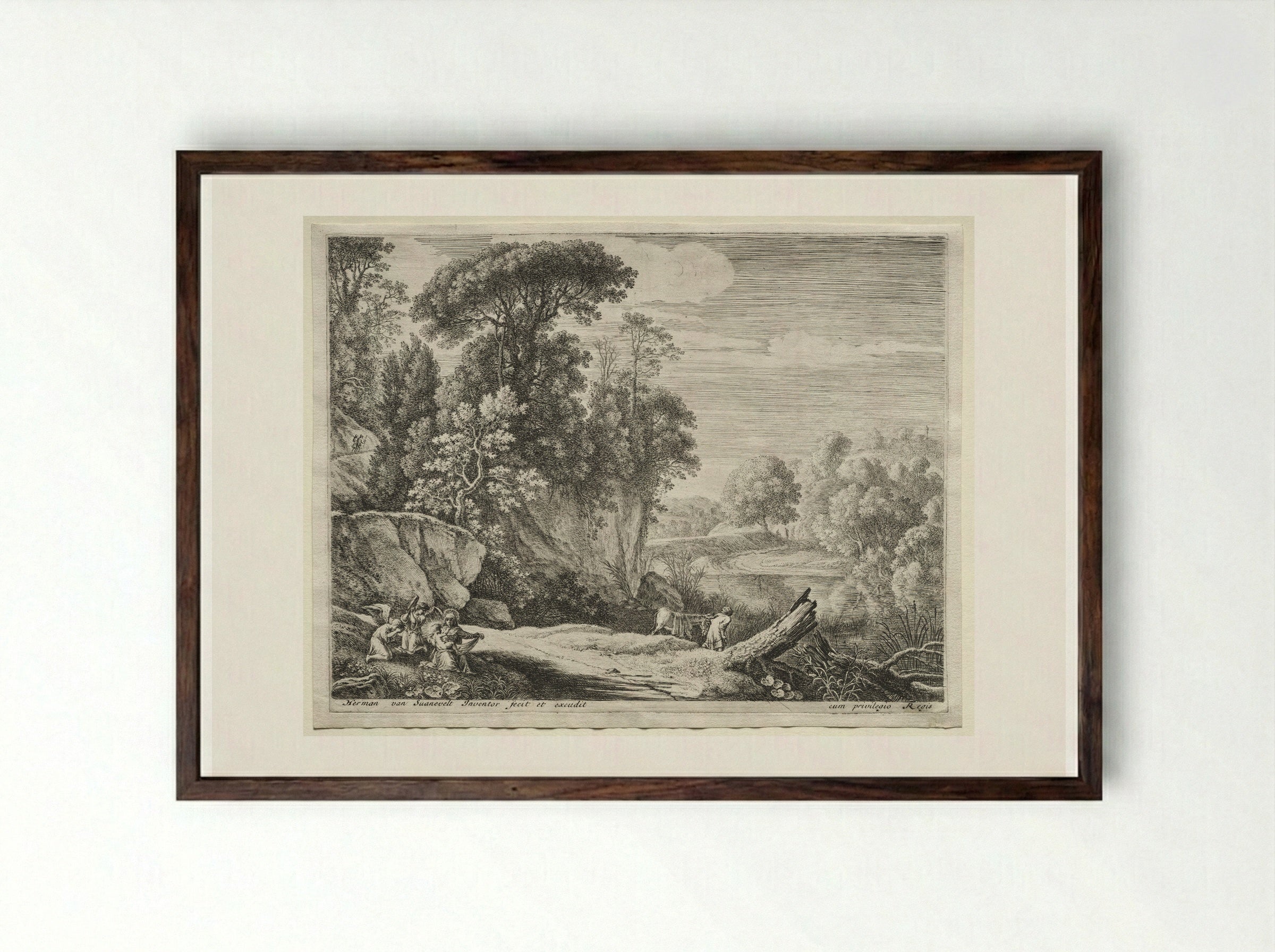 Donkeys - Herman van Swanevelt - Framed Print Dark Wood