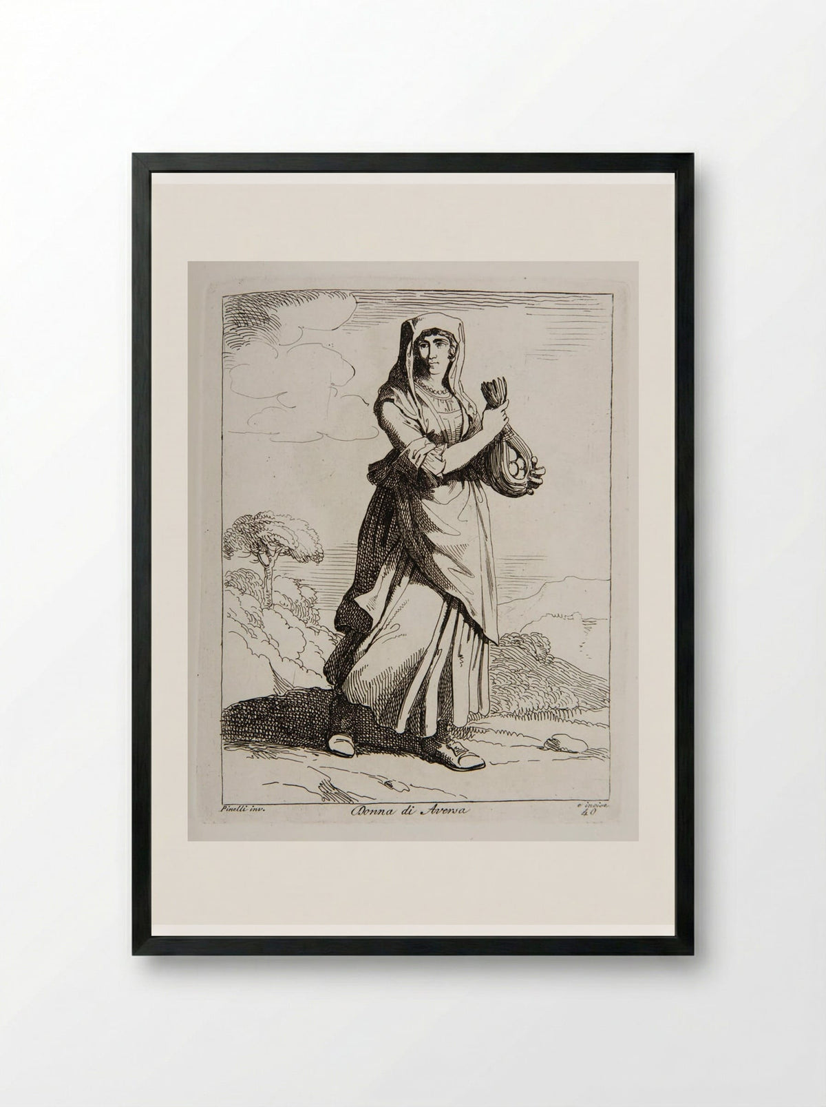 Donna di Aversa - Bartolomeo Pinelli - Framed Print Black